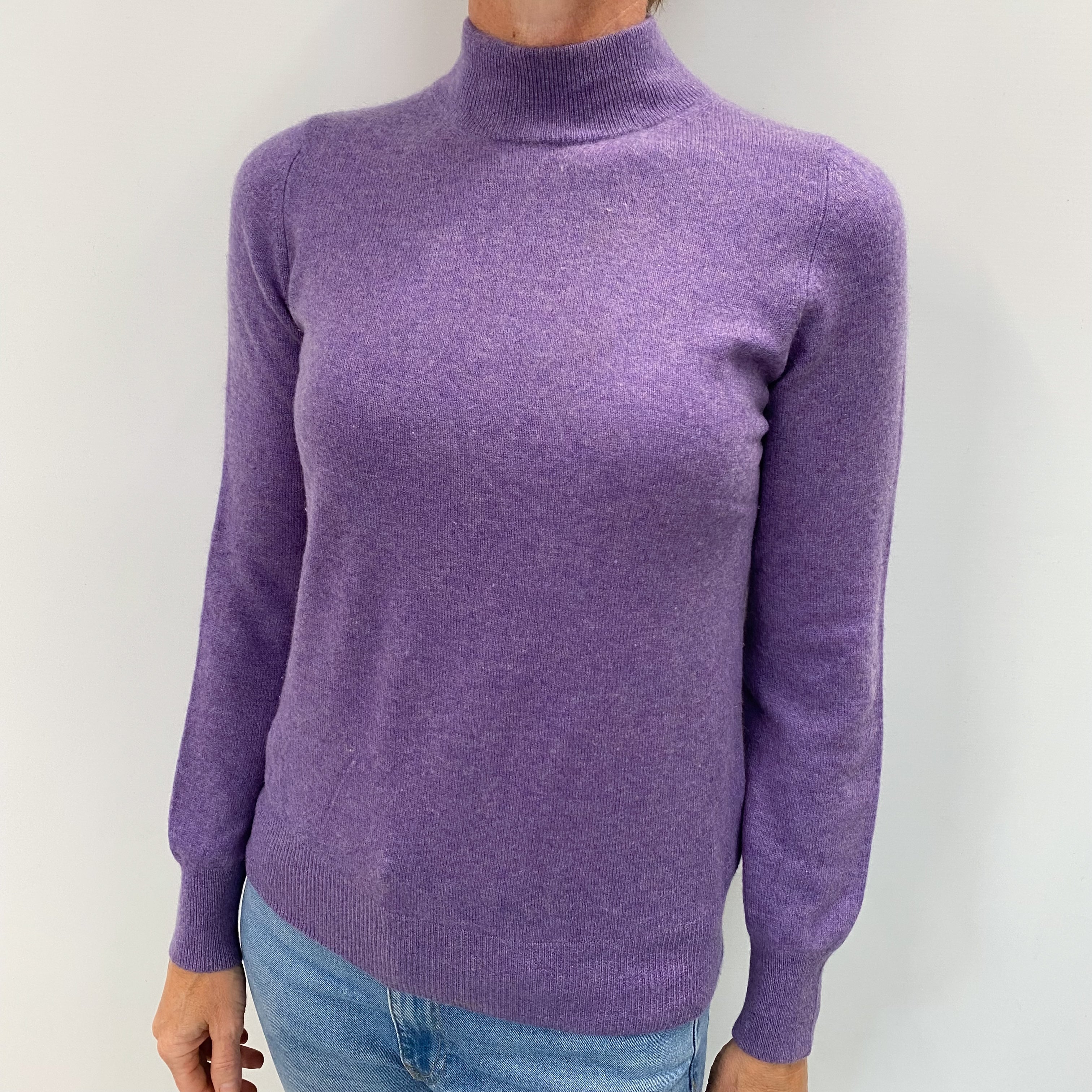 Lavender Purple Cashmere Turtle Neck Jumper Small