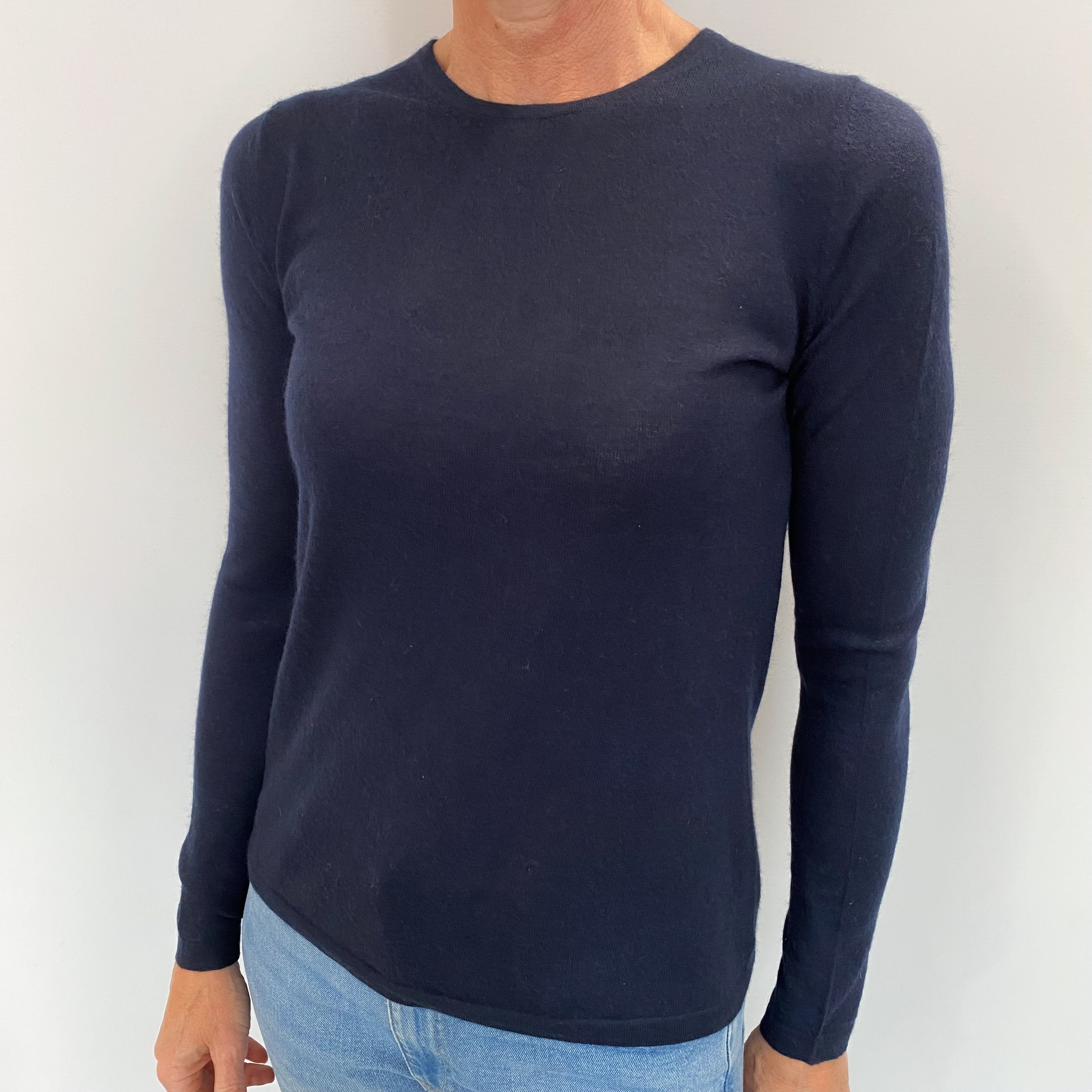 Neiman Marcus Navy Blue Cashmere Crew Neck Jumper Small