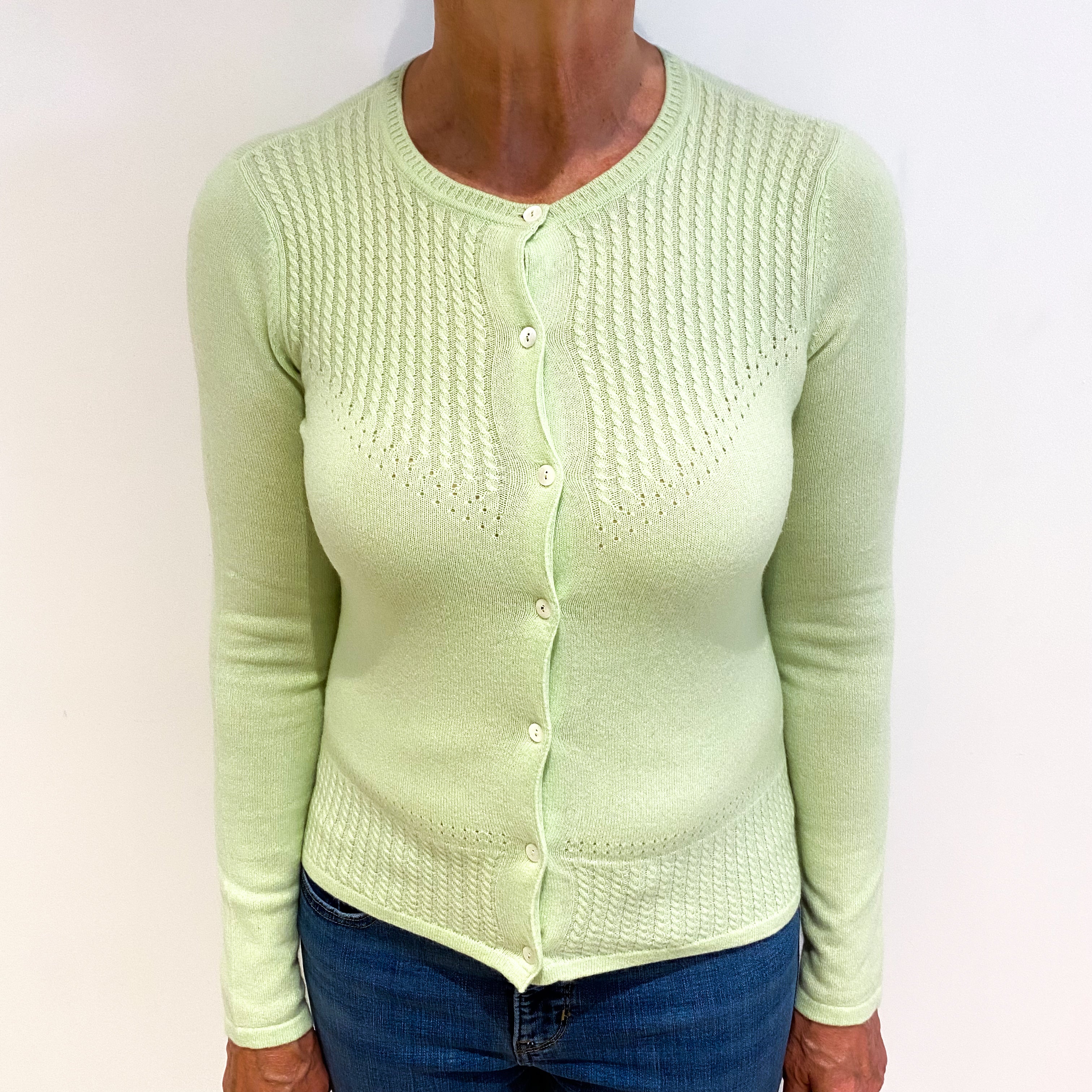 Celery Green Cashmere Cardigan Medium