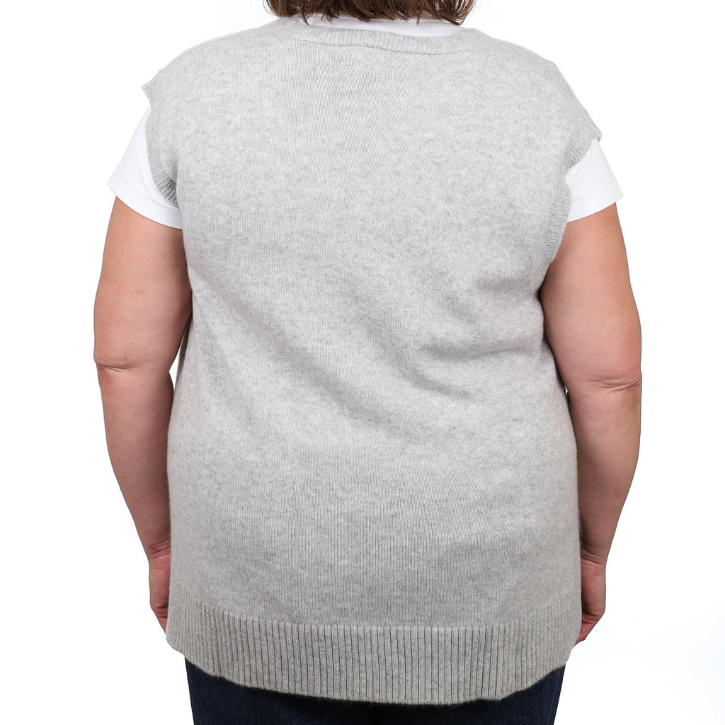 Brand New Mist Grey Luxury Cashmere Tank Top 2XL UK 22-24