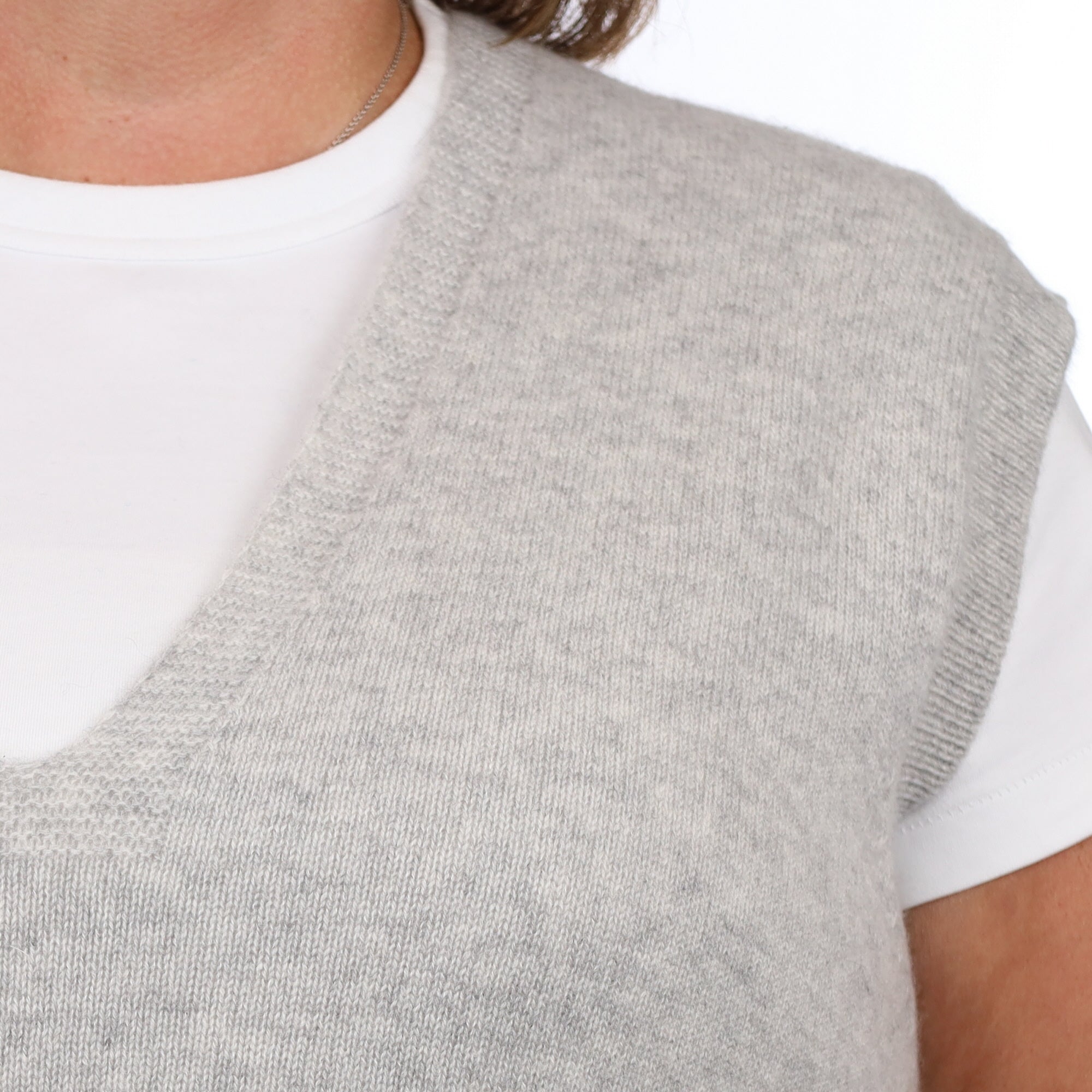 Brand New Mist Grey Luxury Cashmere Tank Top 2XL UK 22-24