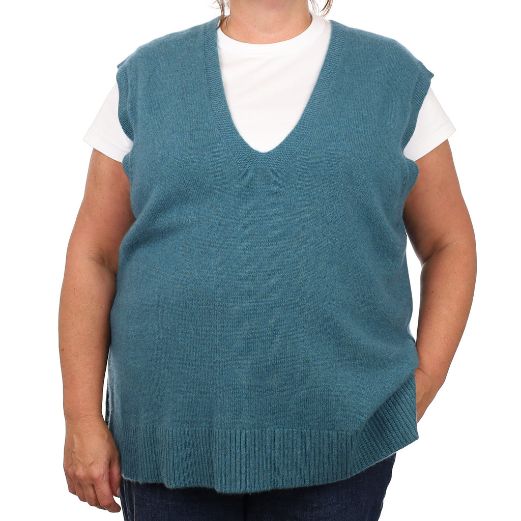 Brand New Ocean Green Luxury Cashmere Tank Top 2XL UK 22-24