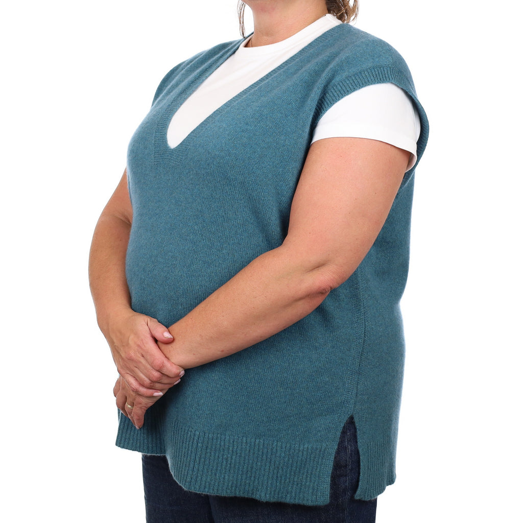 Brand New Ocean Green Luxury Cashmere Tank Top 2XL UK 22-24