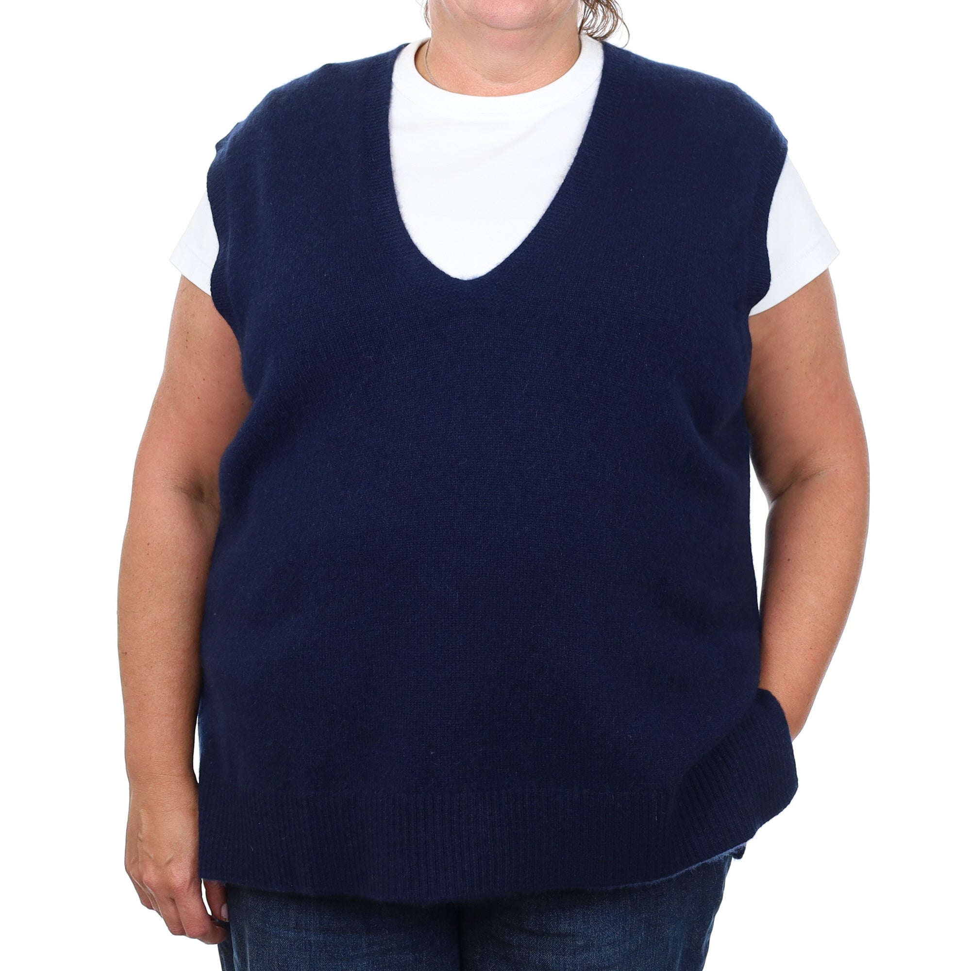 Brand New Navy Luxury Cashmere Tank Top 2XL UK 22-24