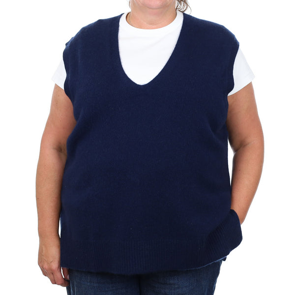 Brand New Navy Luxury Cashmere Tank Top Extra Large UK 20-22