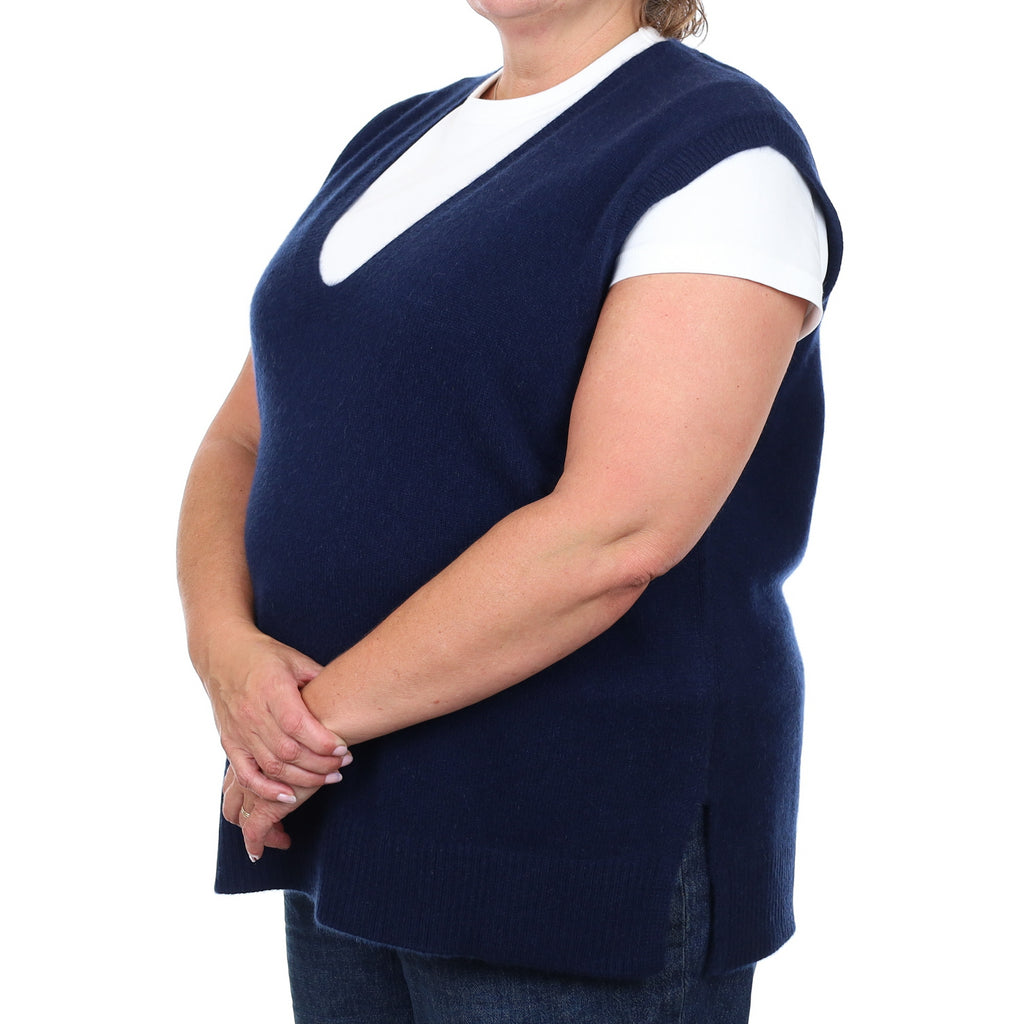 Brand New Navy Luxury Cashmere Tank Top 2XL UK 22-24
