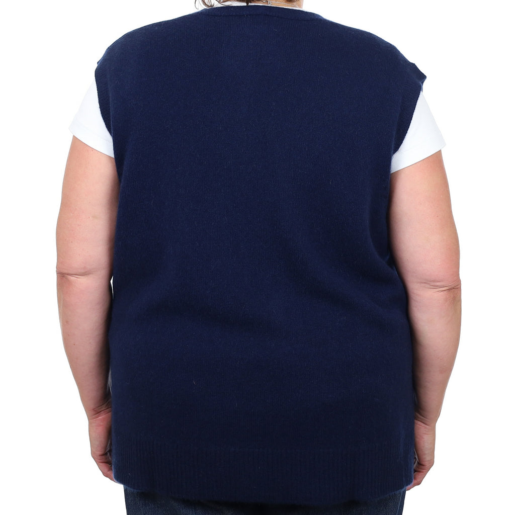 Brand New Navy Luxury Cashmere Tank Top 2XL UK 22-24