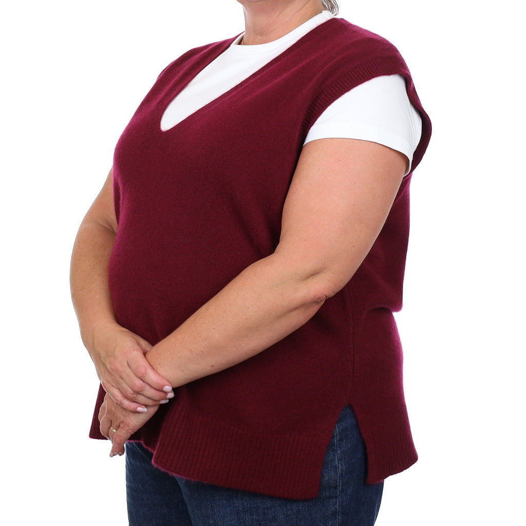 Brand New Rich Wine Luxury Cashmere Tank Top 2XL UK 22-24