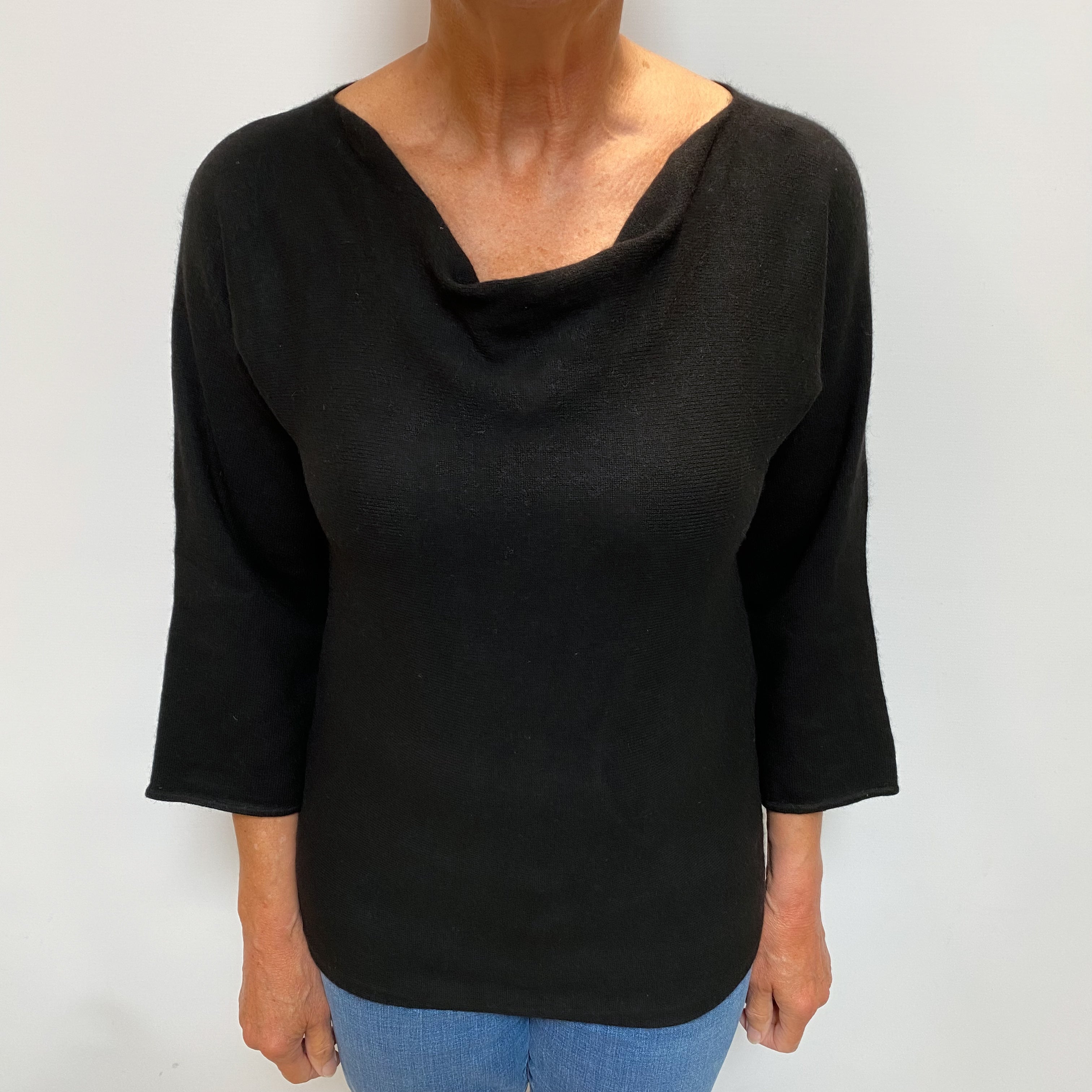 Black Cashmere Scoop Neck Jumper Medium