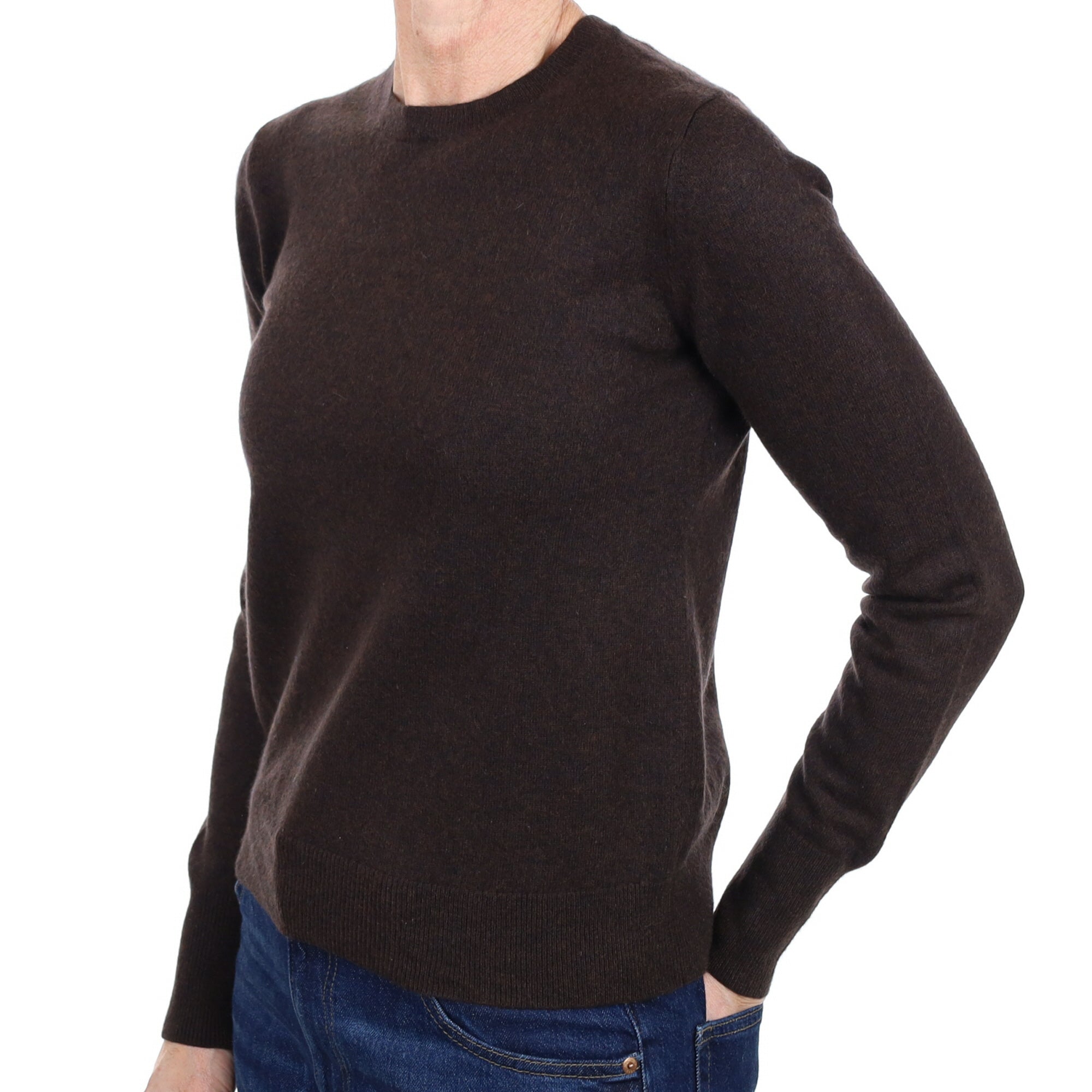 Peppercorn Brown Cashmere Crew Neck Jumper Small