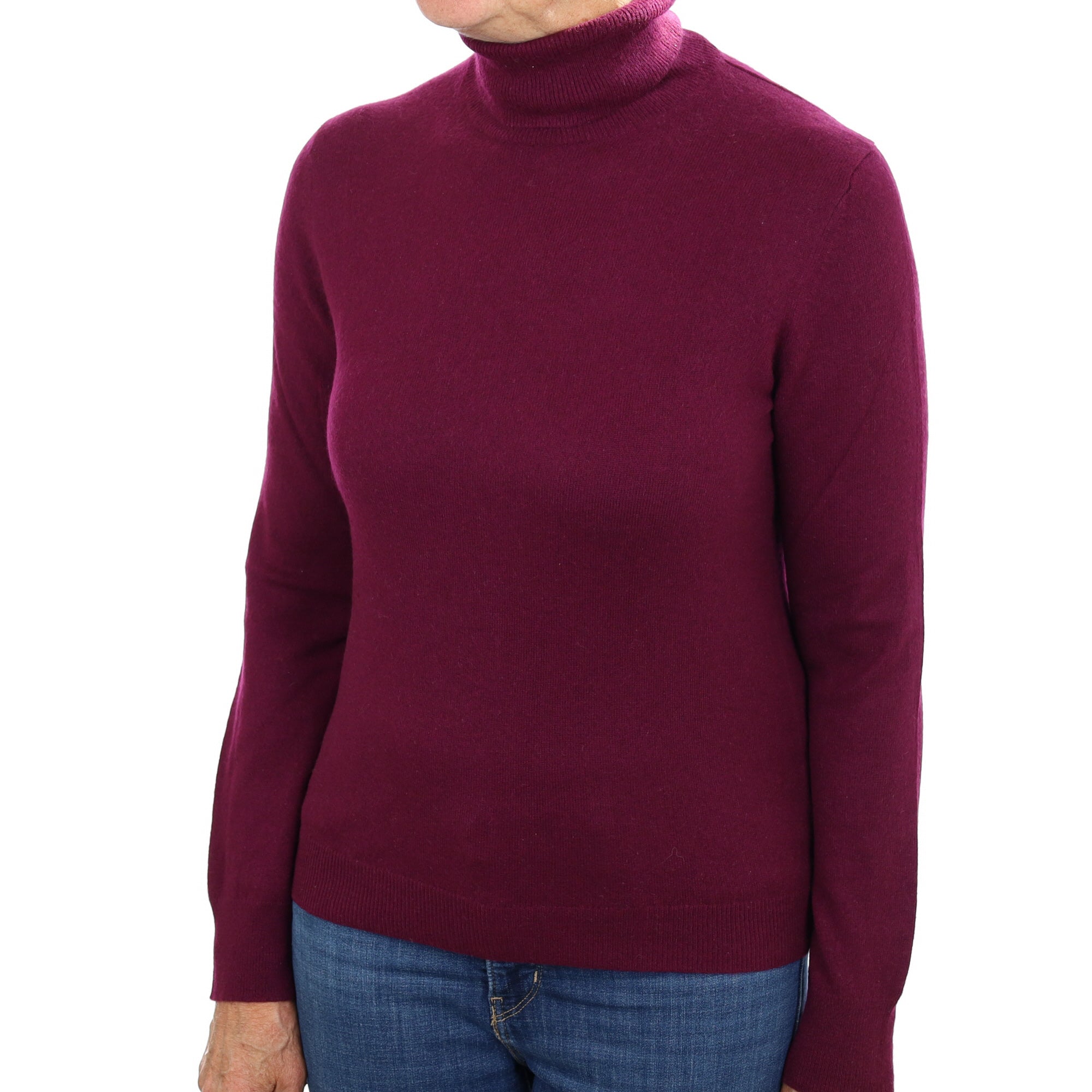 Mulberry Purple Cashmere Polo Neck Jumper Medium