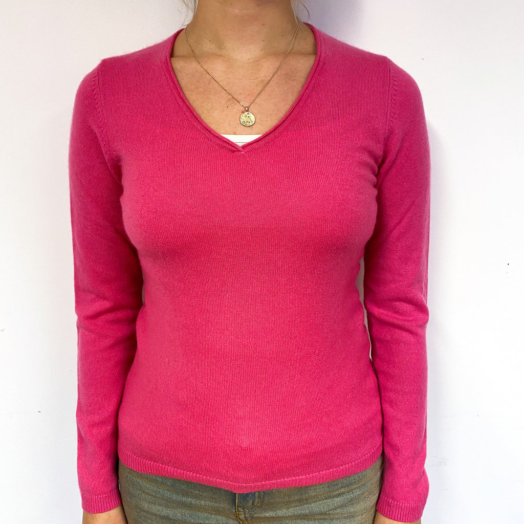 Lupin Pink Cashmere V-Neck Jumper Small