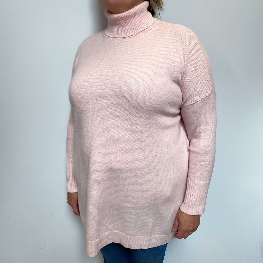 Shell Pink Cashmere Polo Neck Jumper Extra Large