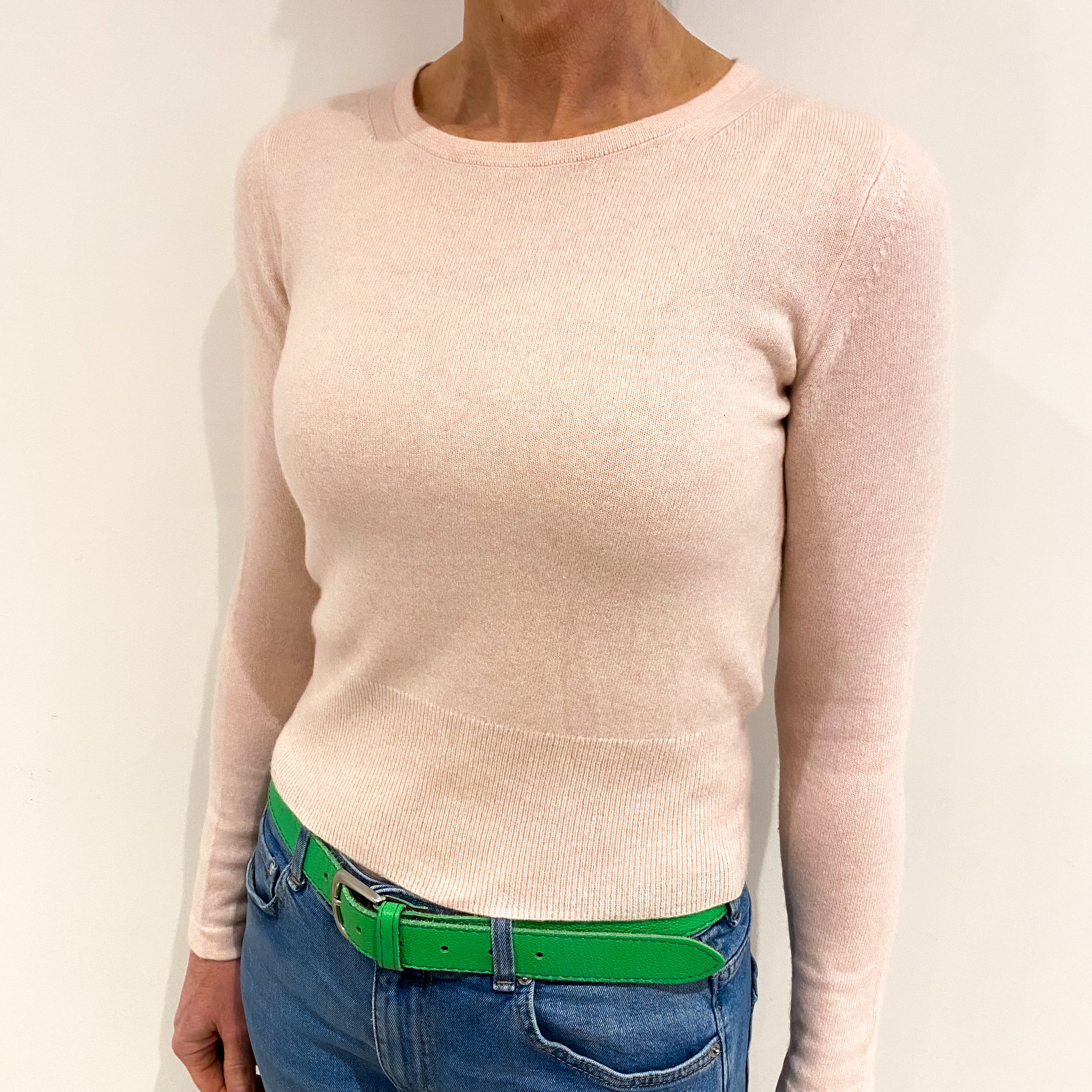 Ice Pink Cashmere Crew Neck Cropped Jumper Small