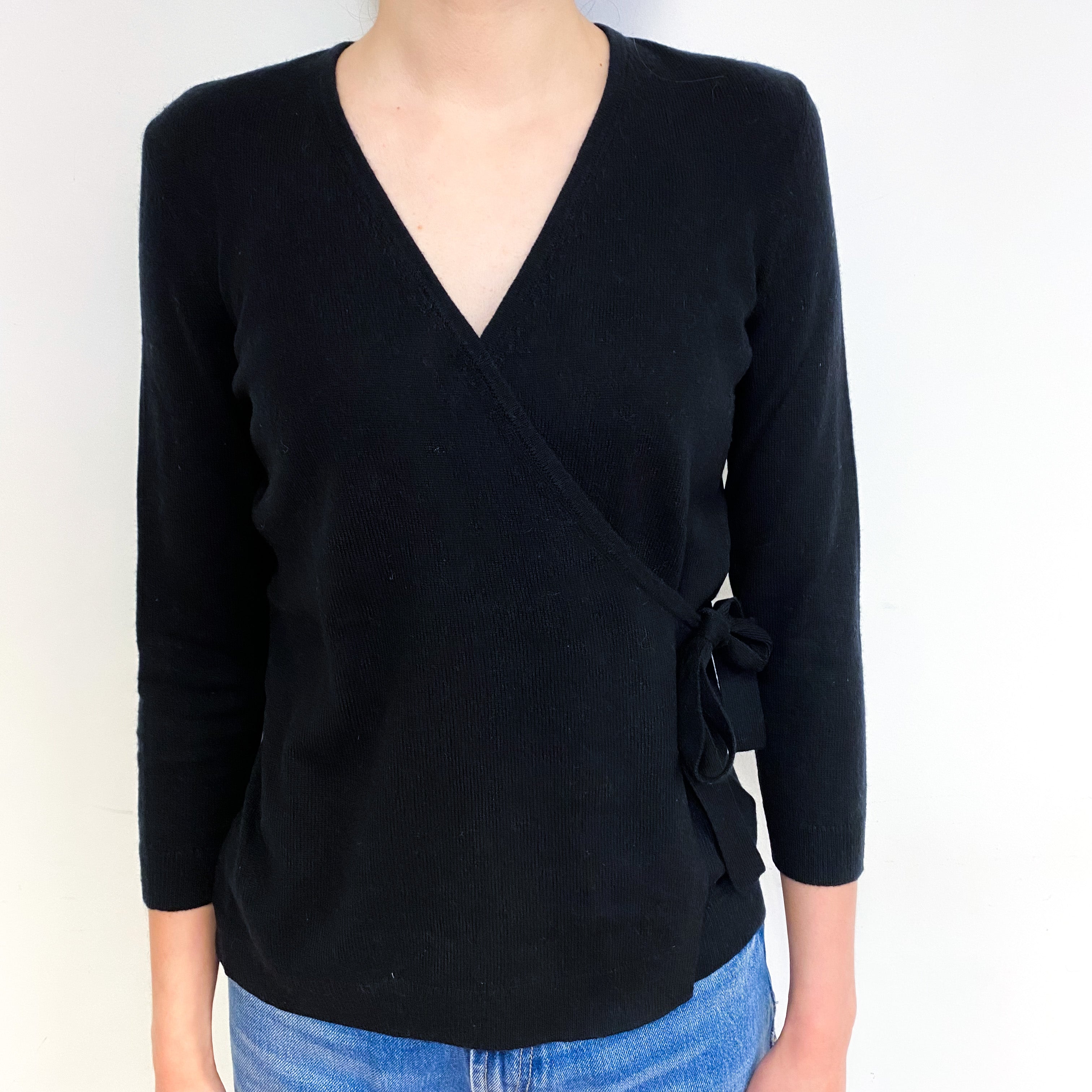 Black Cross Over Cashmere V-Neck Jumper Extra Small