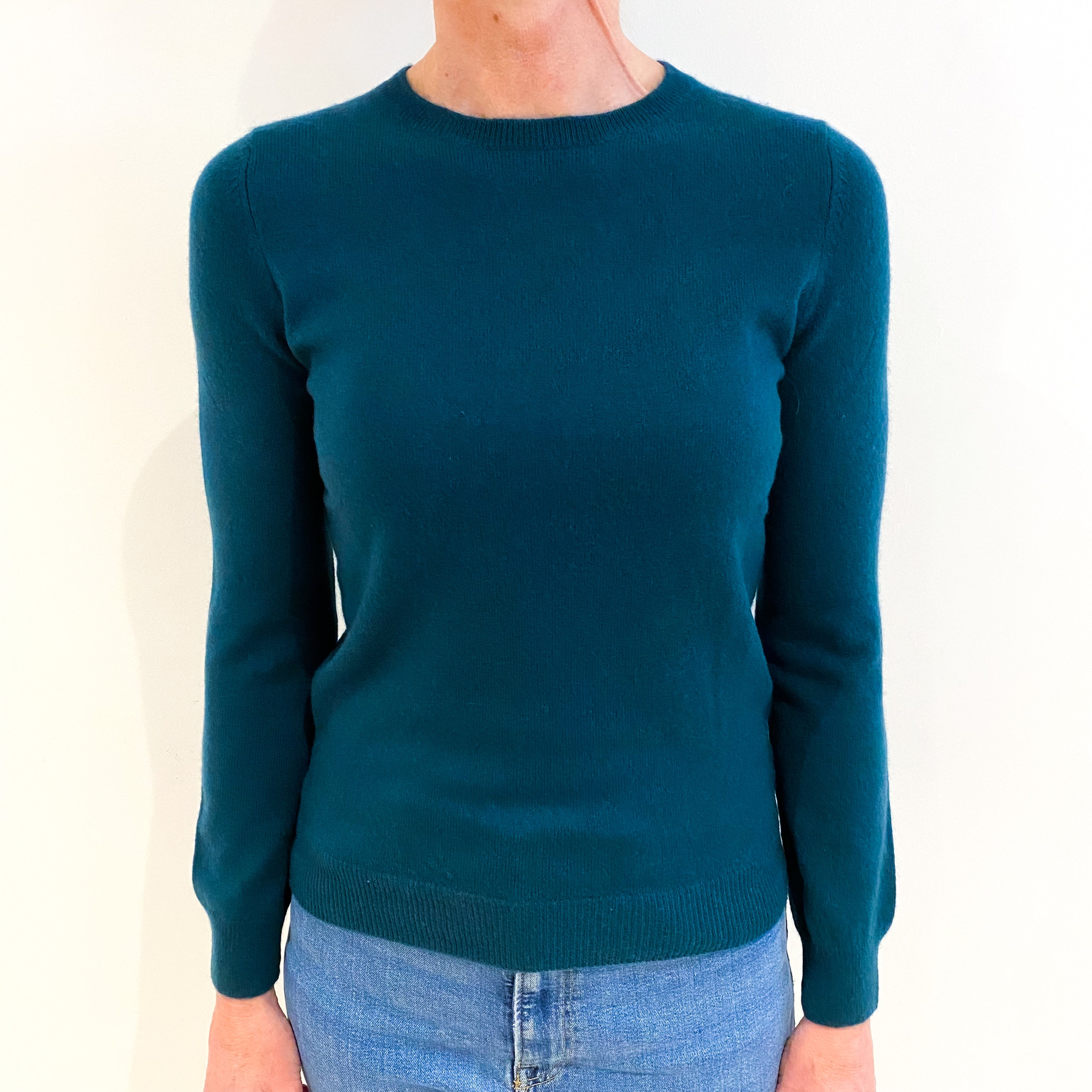 Teal Green Cashmere Crew Neck Jumper Small