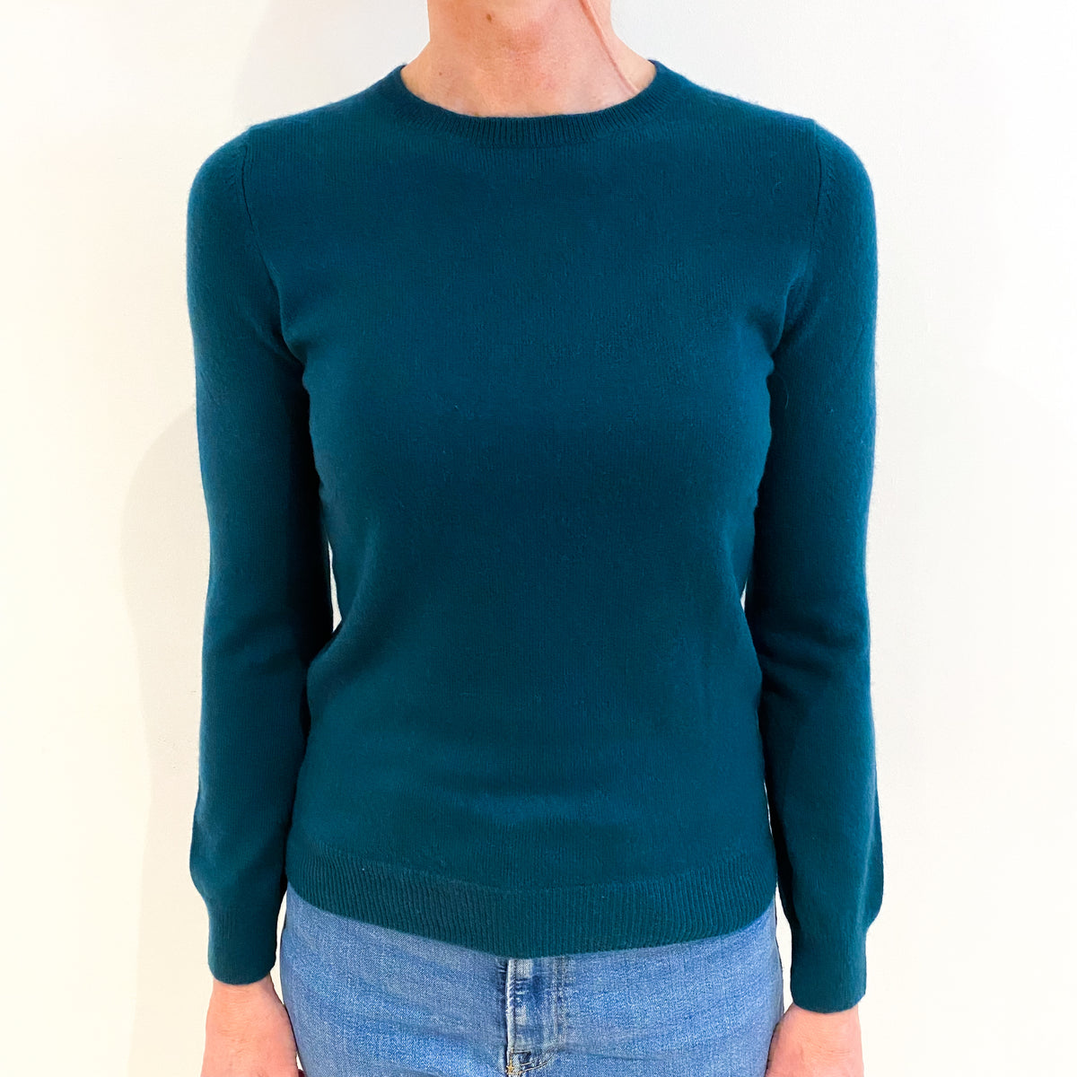 Teal Green Cashmere Crew Neck Jumper Small