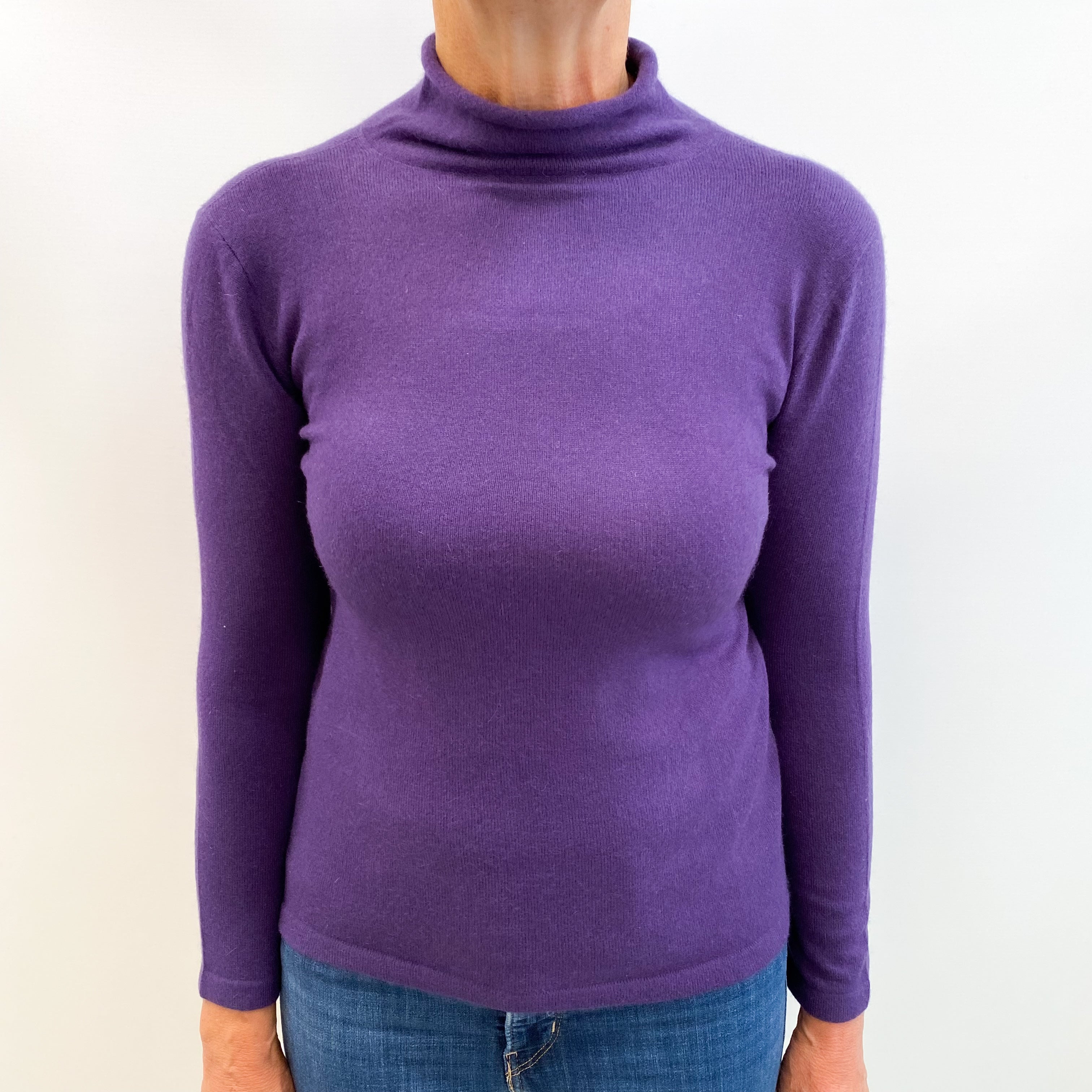 Iris Purple Cashmere Turtle Neck Jumper Medium