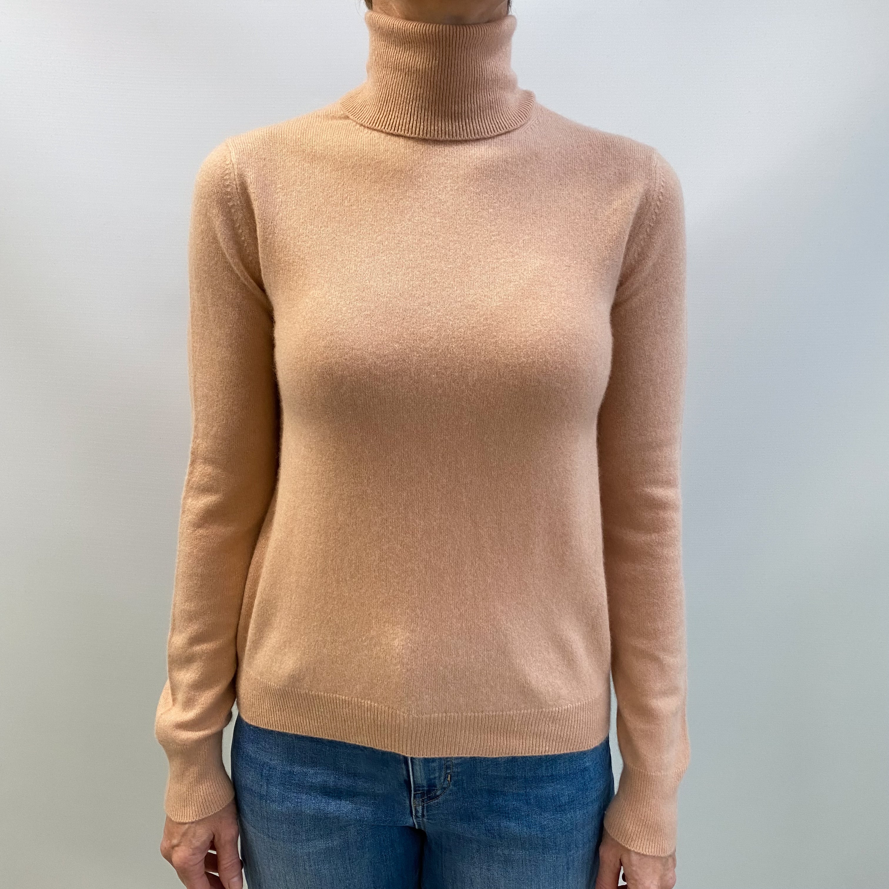Nude Pink Cashmere Polo Neck Jumper Small