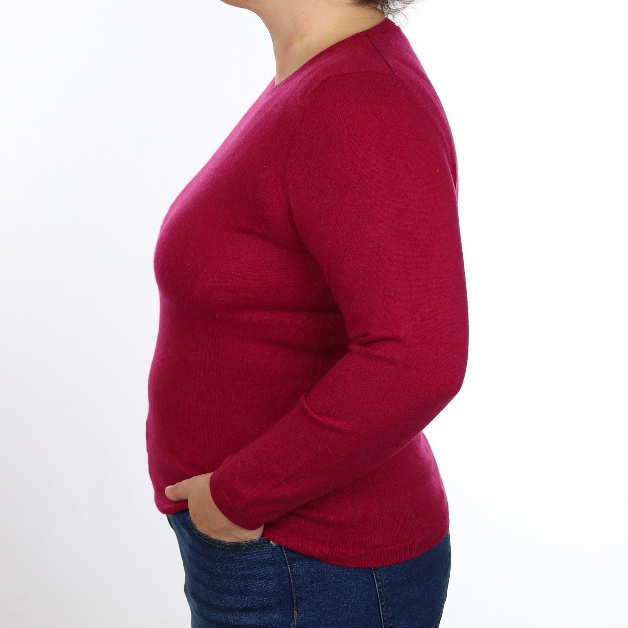 Cherry Pink Cashmere Crew Neck Jumper Large