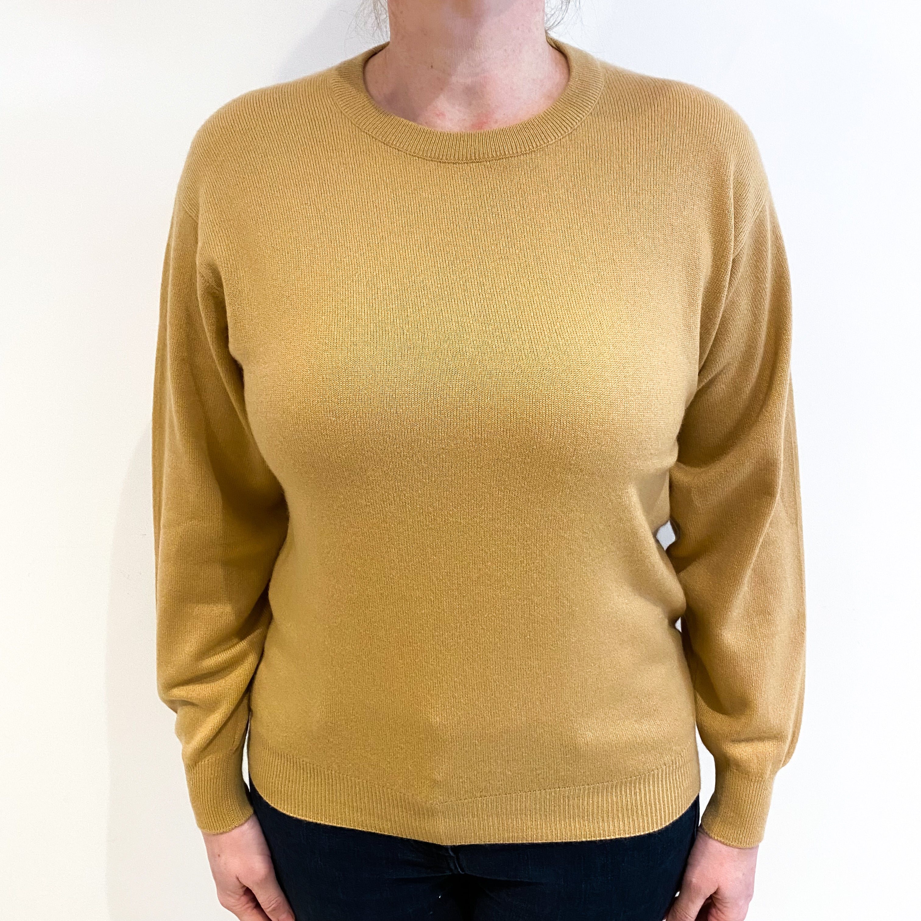 Caramel Brown Cashmere Crew Neck Jumper Large