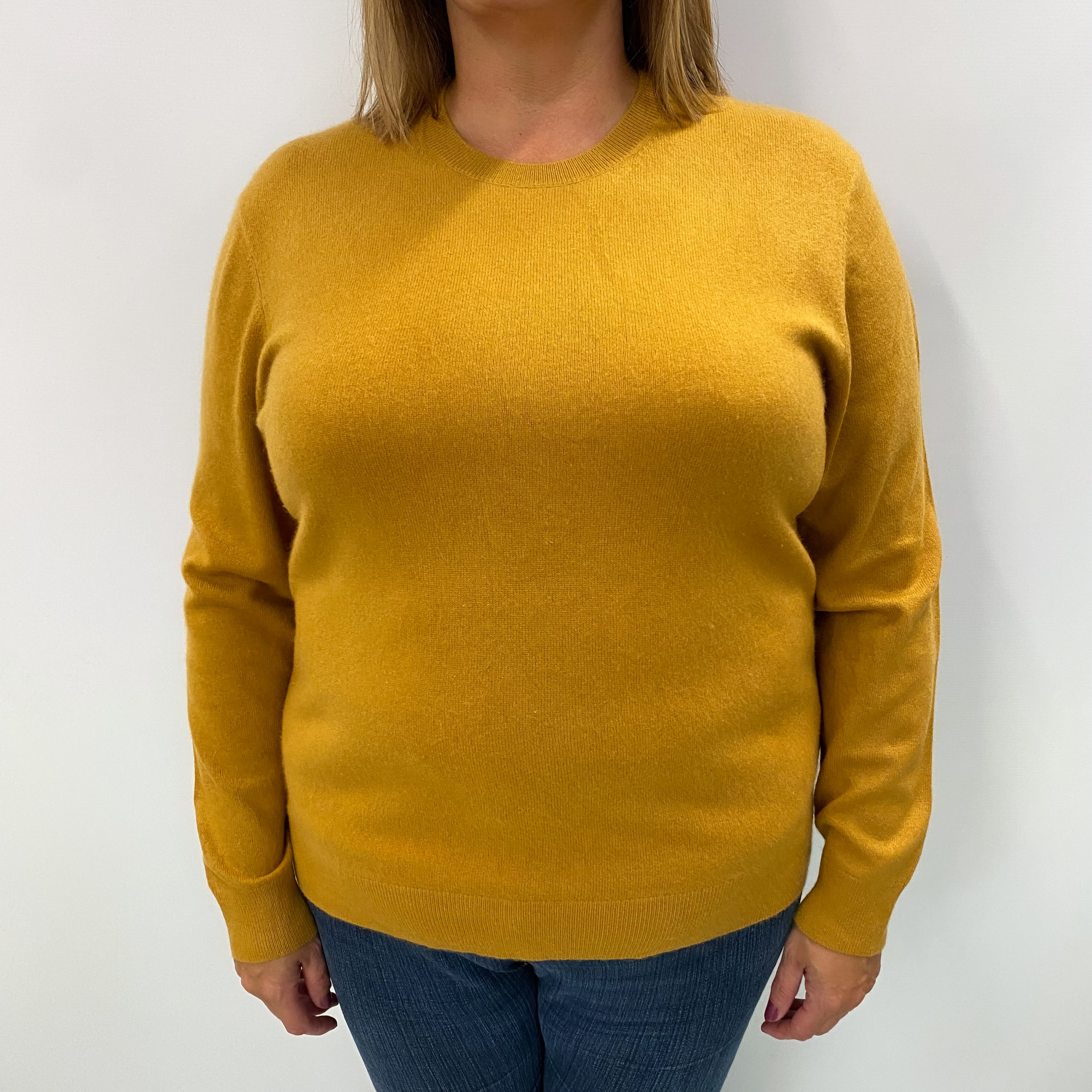 Deep Mustard Cashmere Crew Neck Jumper Extra Large