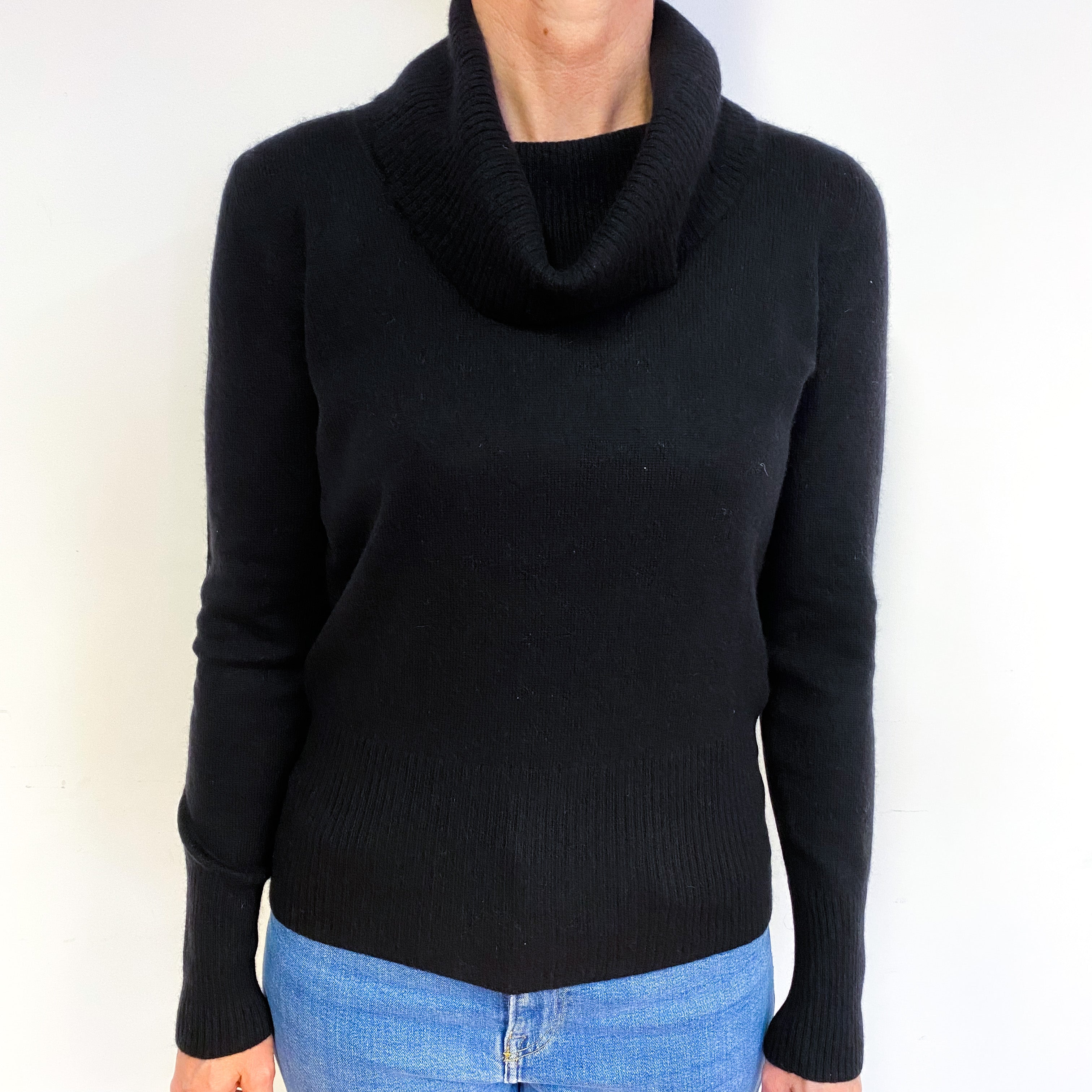 Black Cashmere Cowl Neck Jumper Medium