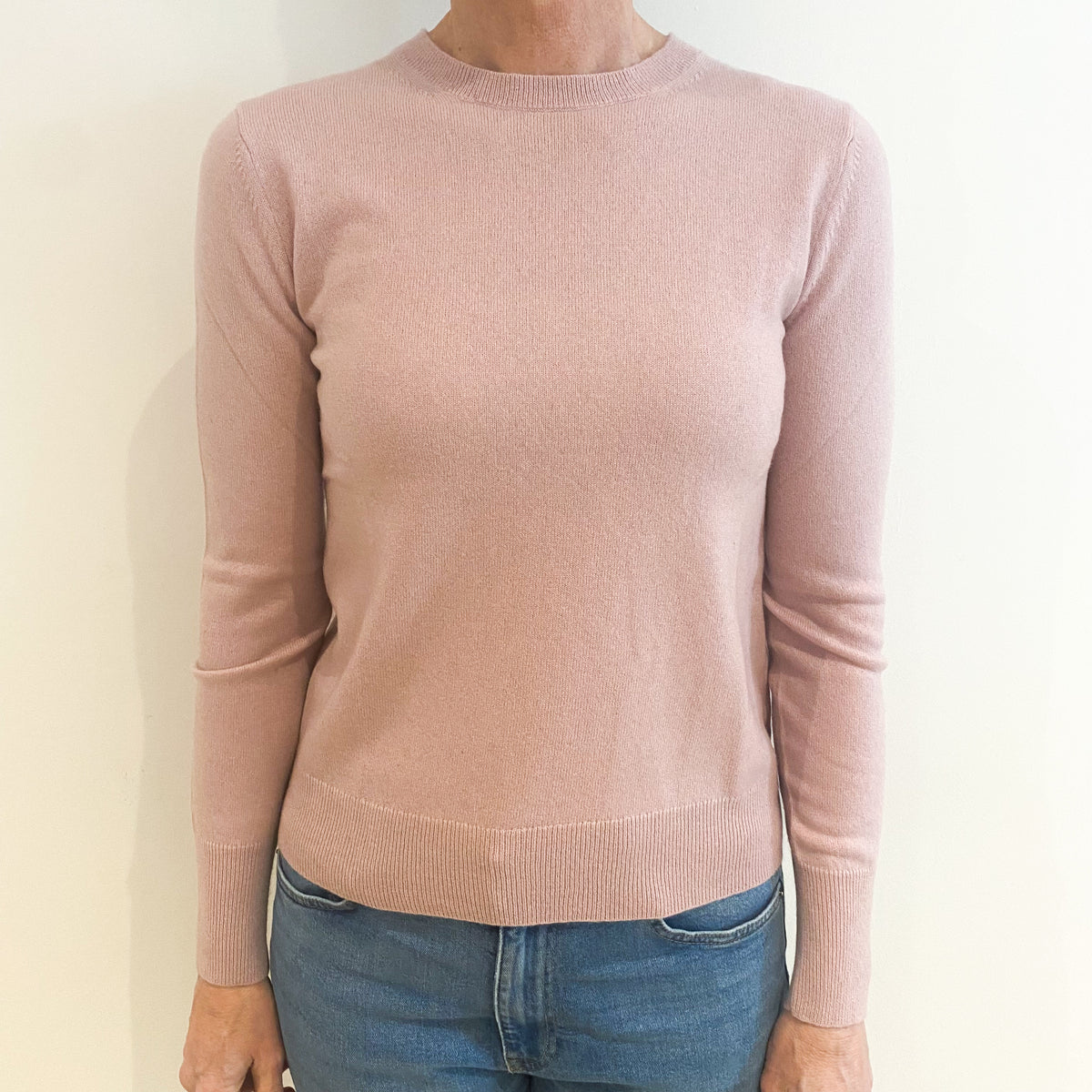 Ballet Slipper Pink Cashmere Crew Neck Jumper Small