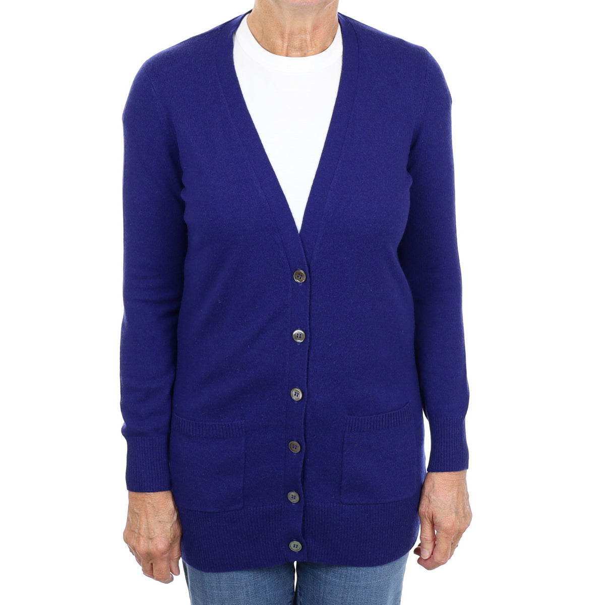 Admiral Blue Cashmere V Neck Cardigan Medium