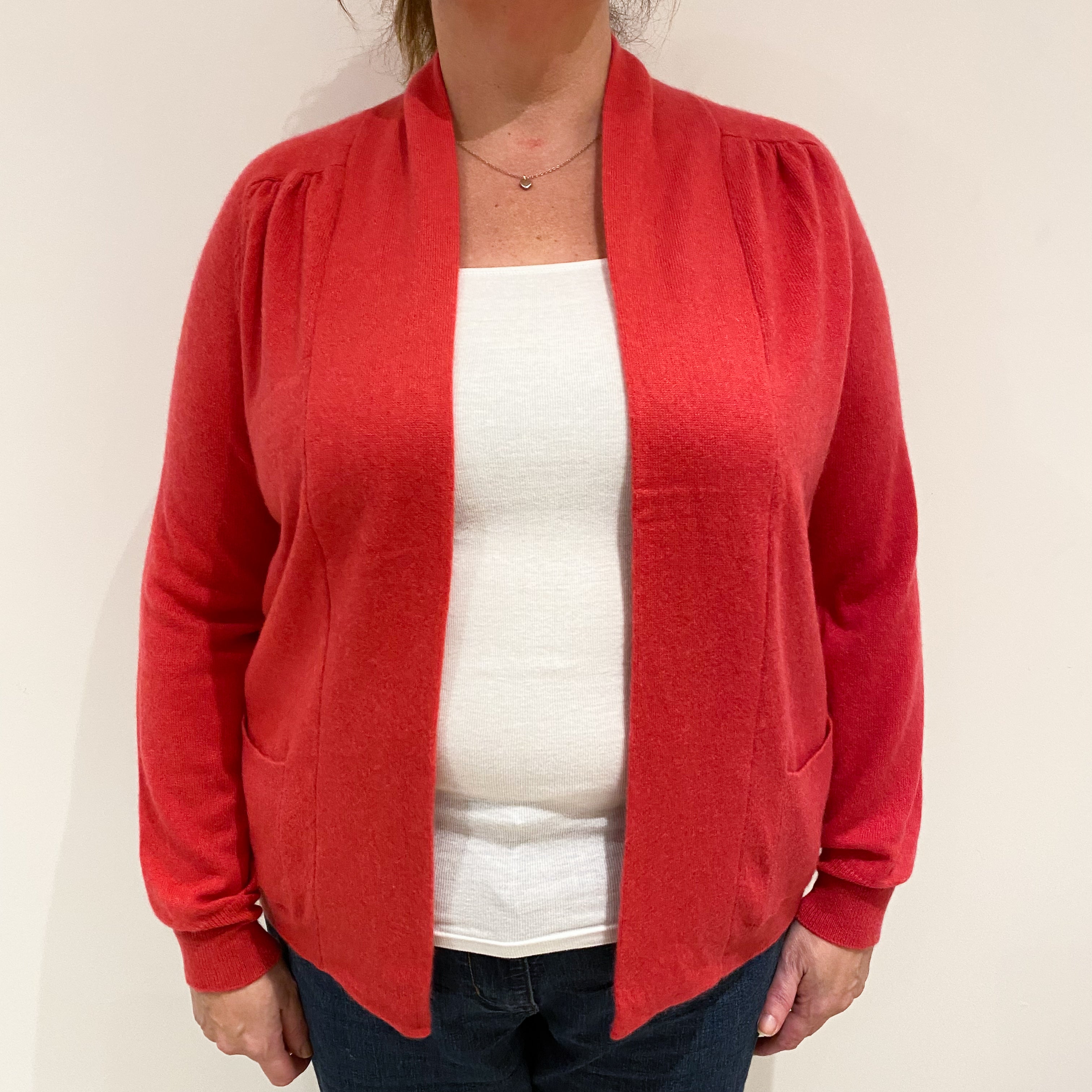 Strawberry Pink Cashmere Edge to Edge Cardigan Extra Large