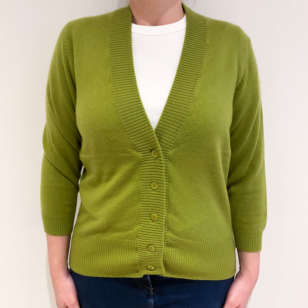 Pear Green Cashmere V Neck Cardigan Large