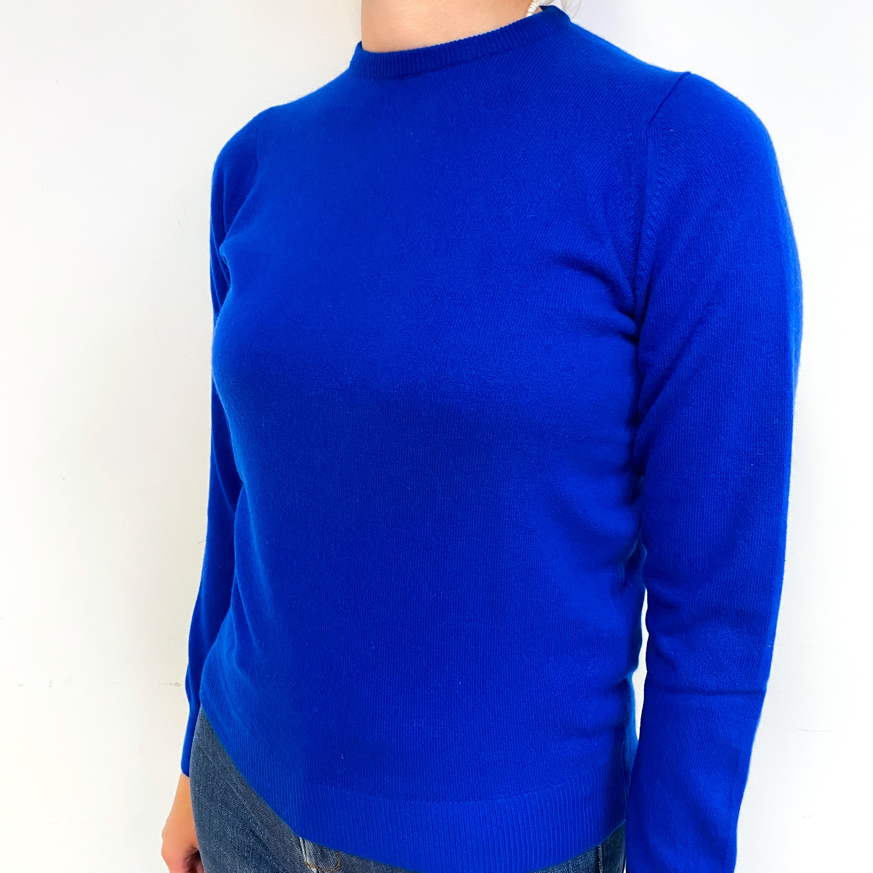 Scottish Admiral Blue Cashmere Crew Neck Jumper Small