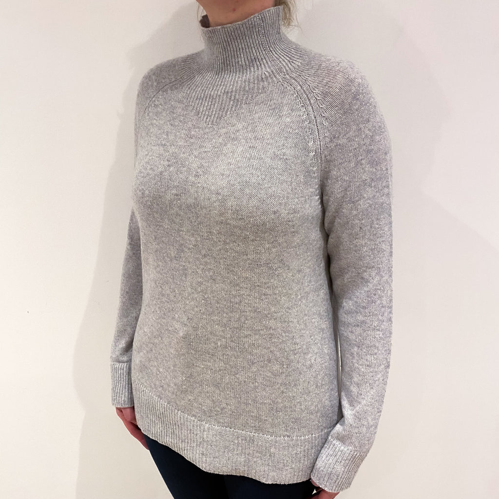 Silver Grey Cashmere Turtle Neck Jumper Large