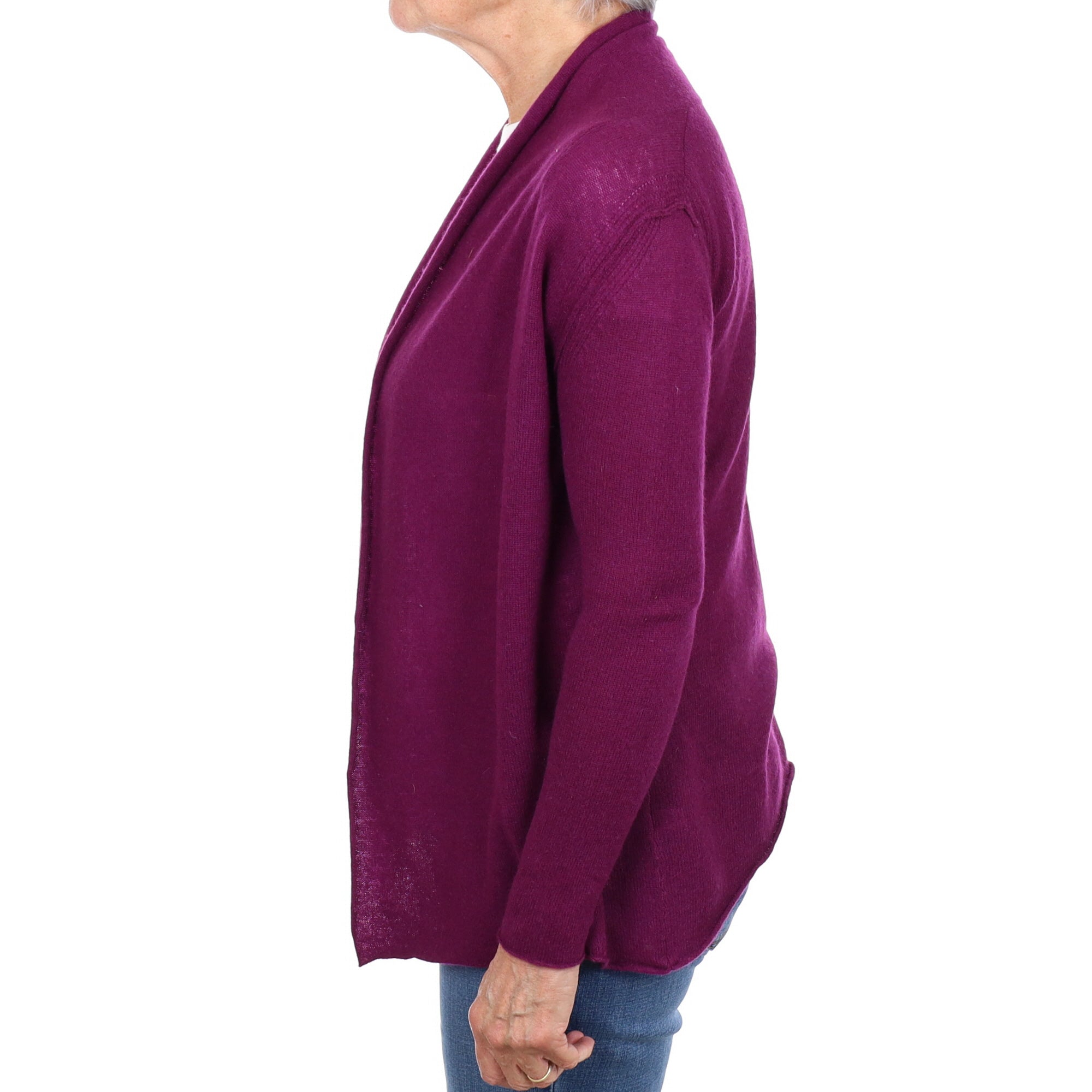 Plum Purple Cashmere Edge To Edge Cardigan Medium