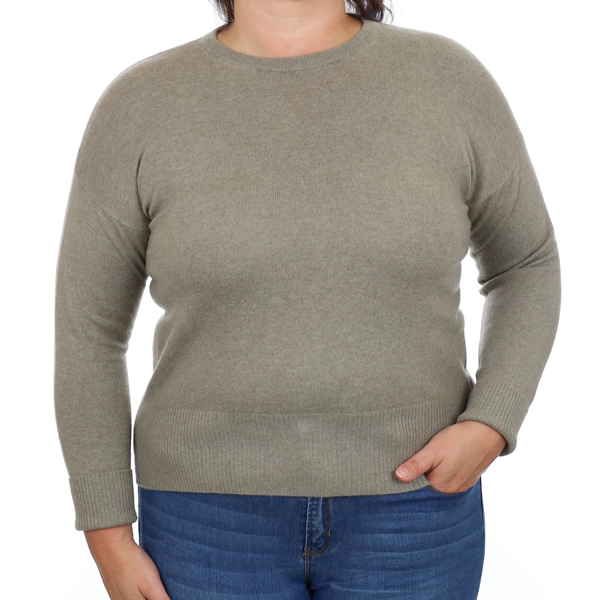 Moss Green Cashmere Crew Neck Jumper Large