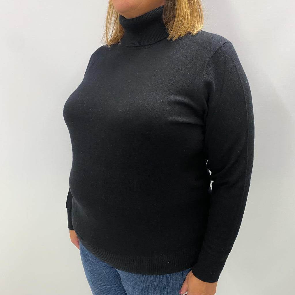 Black Cashmere Polo Neck Jumper Extra Large