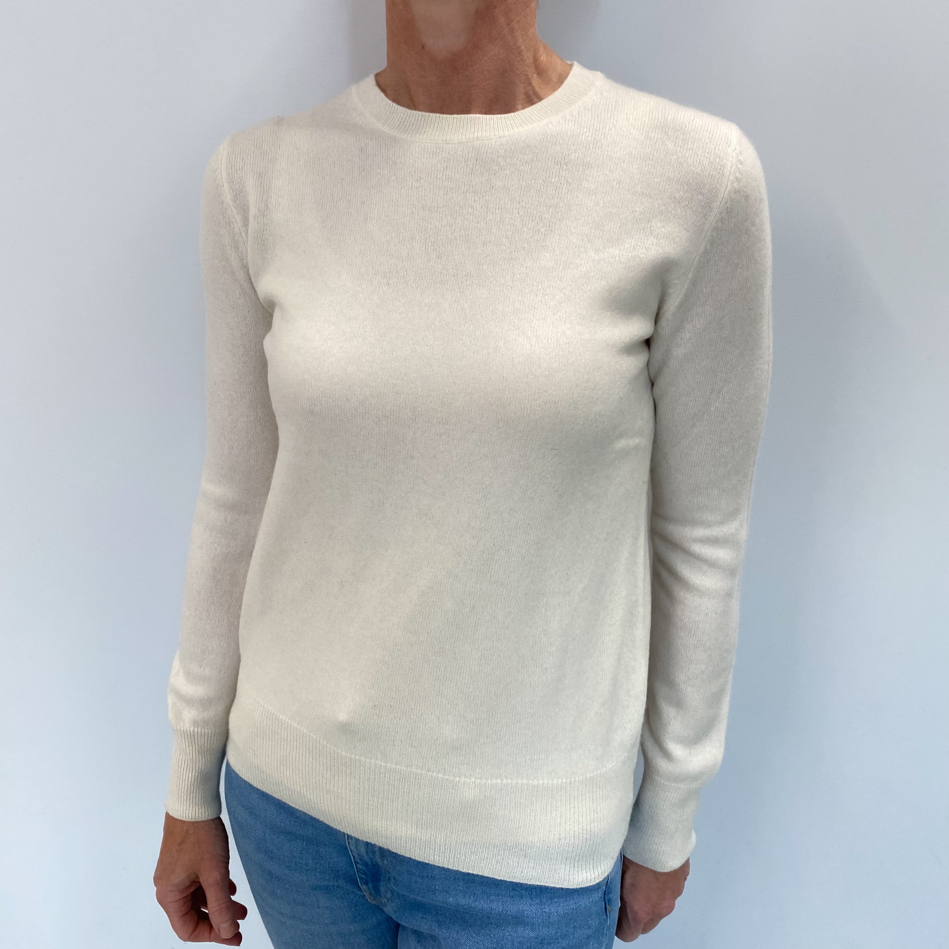 Winter White Cashmere Crew Neck Jumper Small
