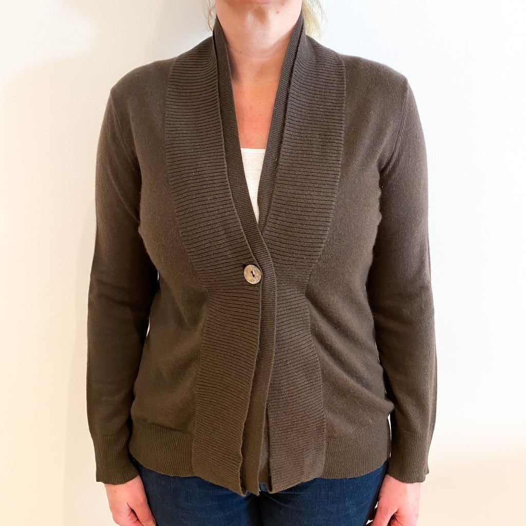 Mole Brown Cashmere V Neck Cardigan Large