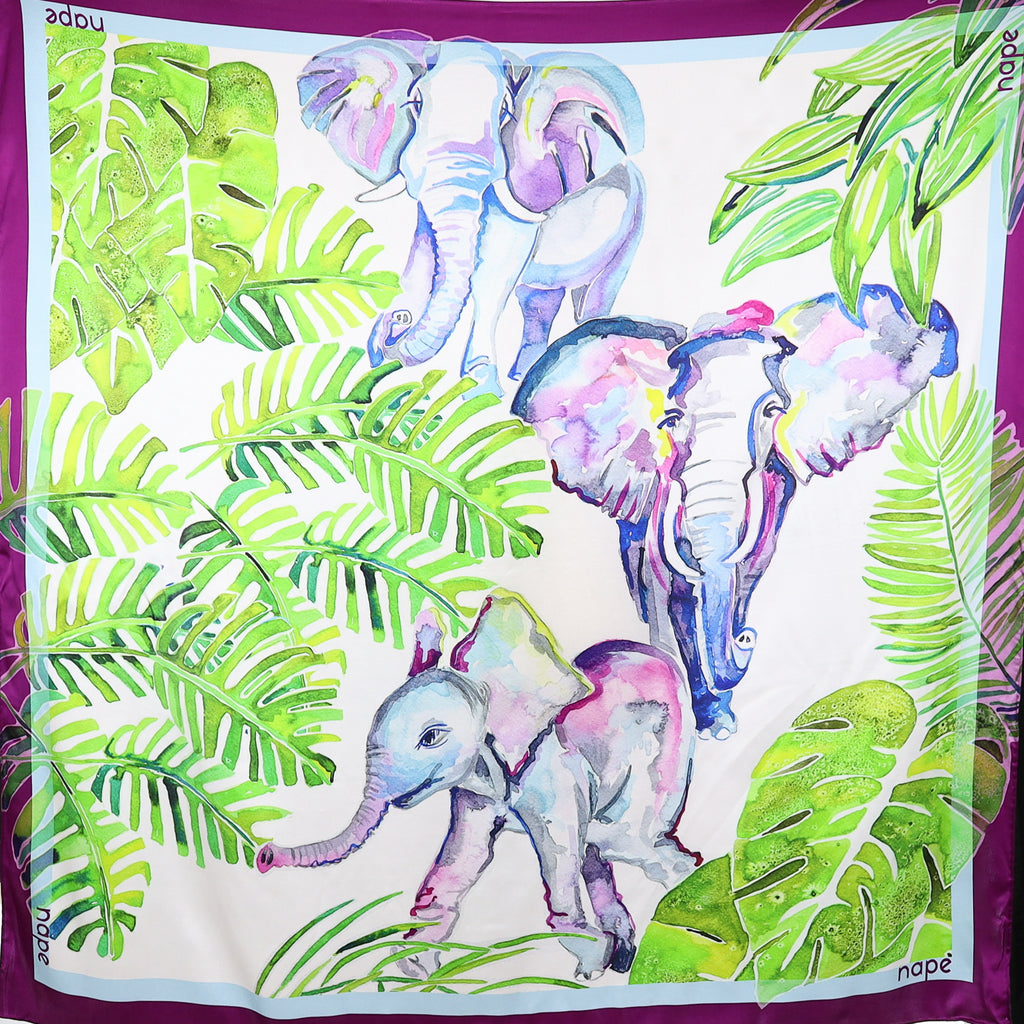 Brand New Boxed Nape Elephant Silk Scarf