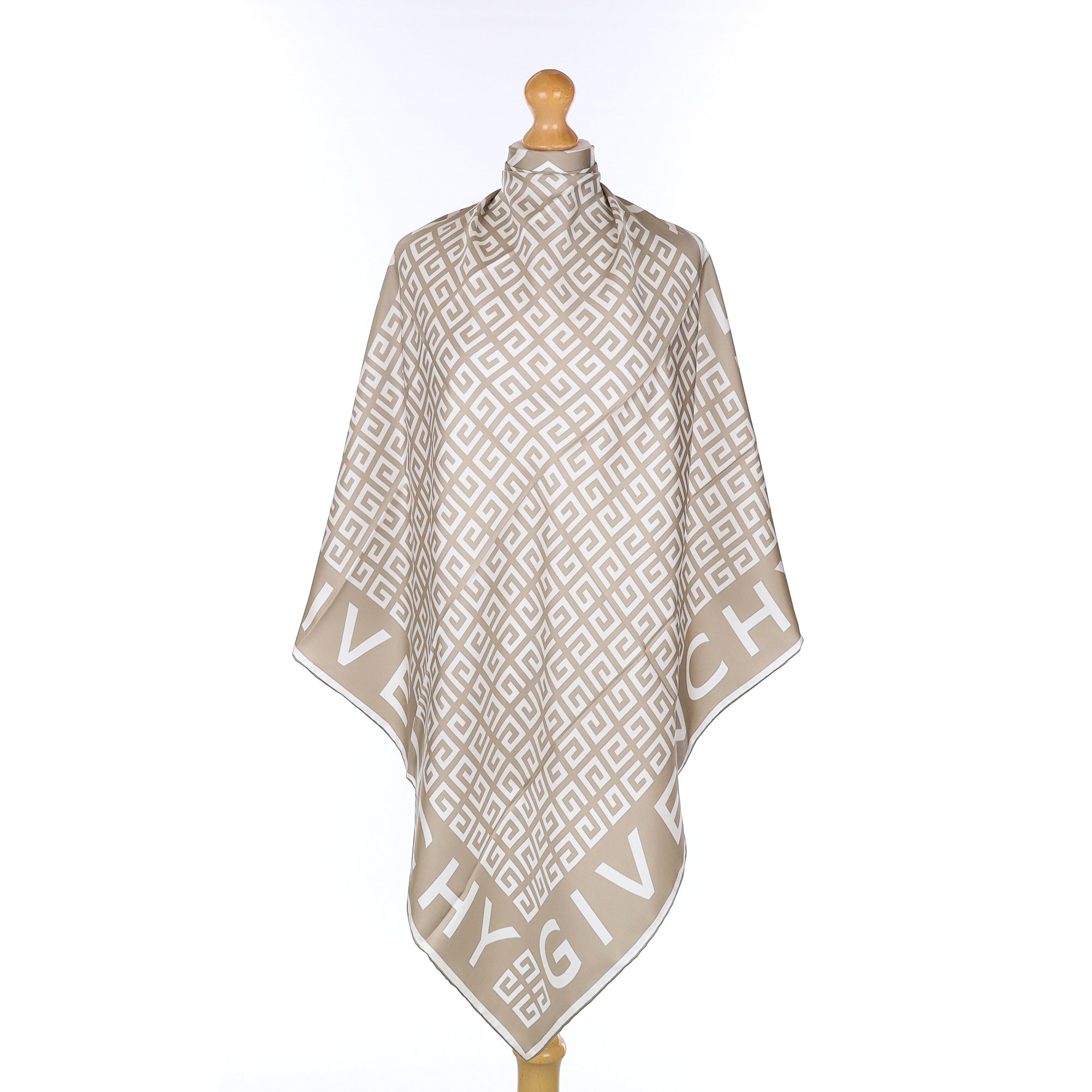 Brand New Givenchy Mink Brown Logo Silk Scarf