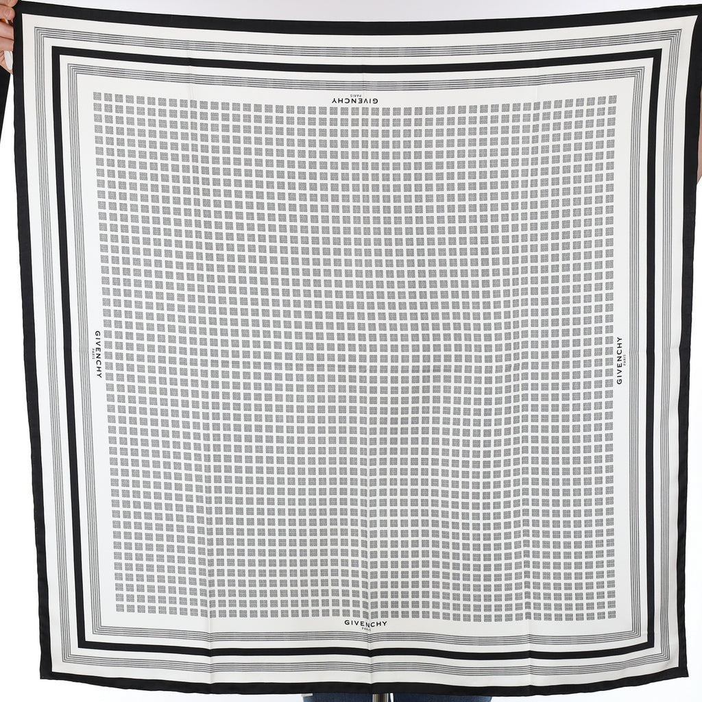 Brand New Givenchy Monochrome Patterned Silk Scarf