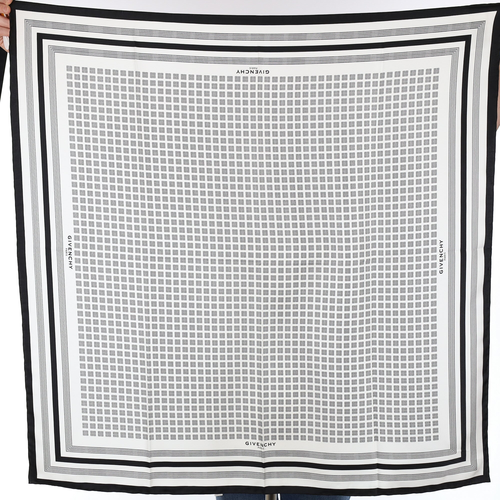 Brand New Givenchy Monochrome Patterned Silk Scarf