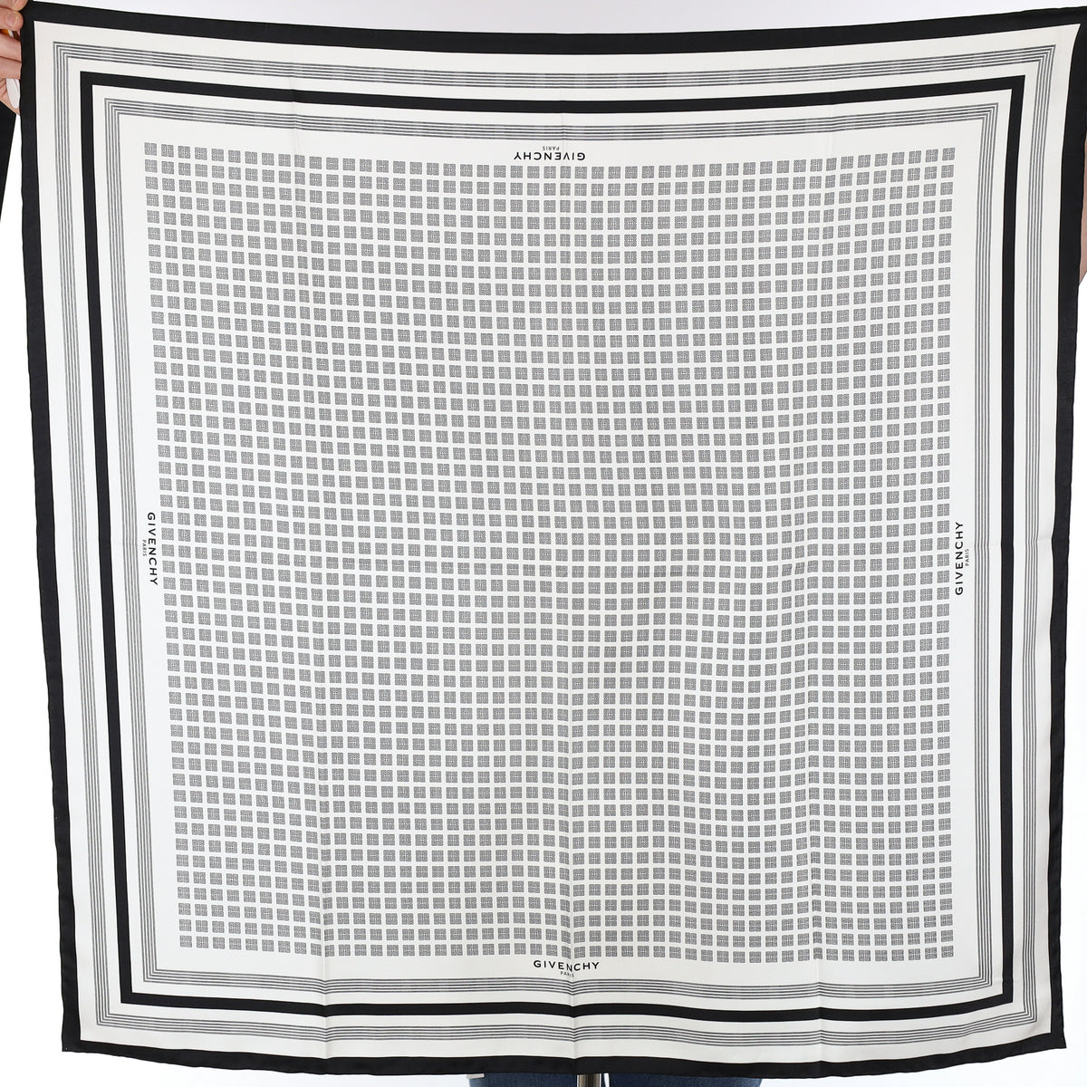 Brand New Givenchy Monochrome Patterned Silk Scarf