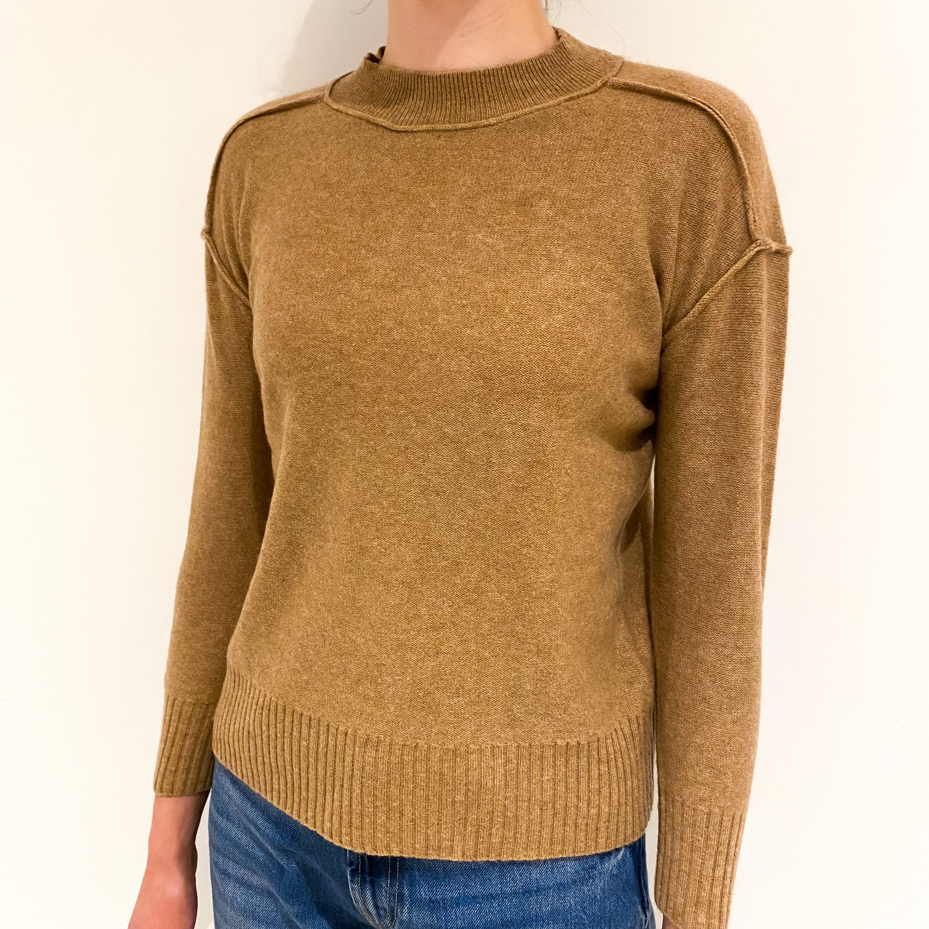 Butterscotch Brown Cashmere Crew Neck Jumper Extra Small