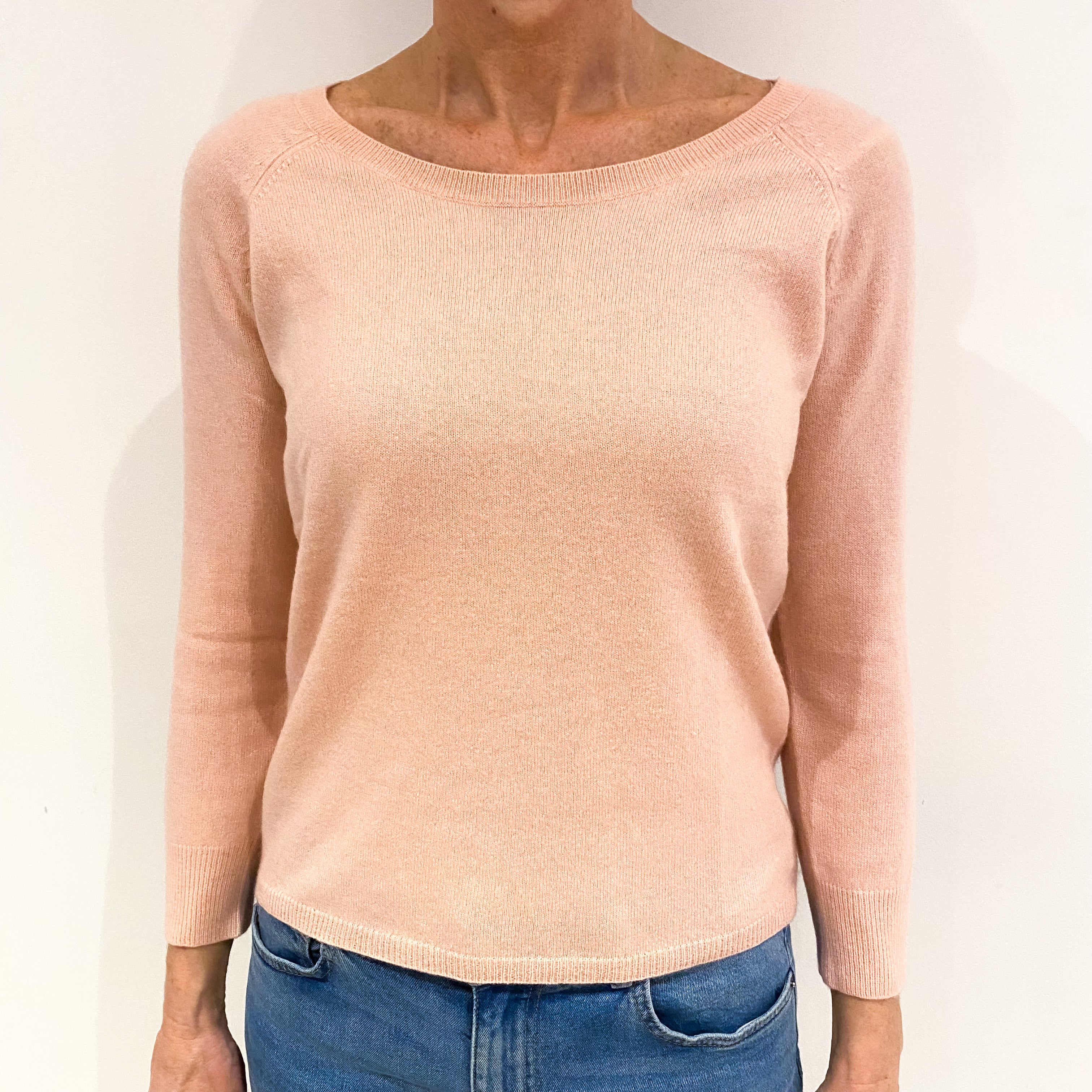 Shell Pink Cashmere Scoop Neck Jumper Small