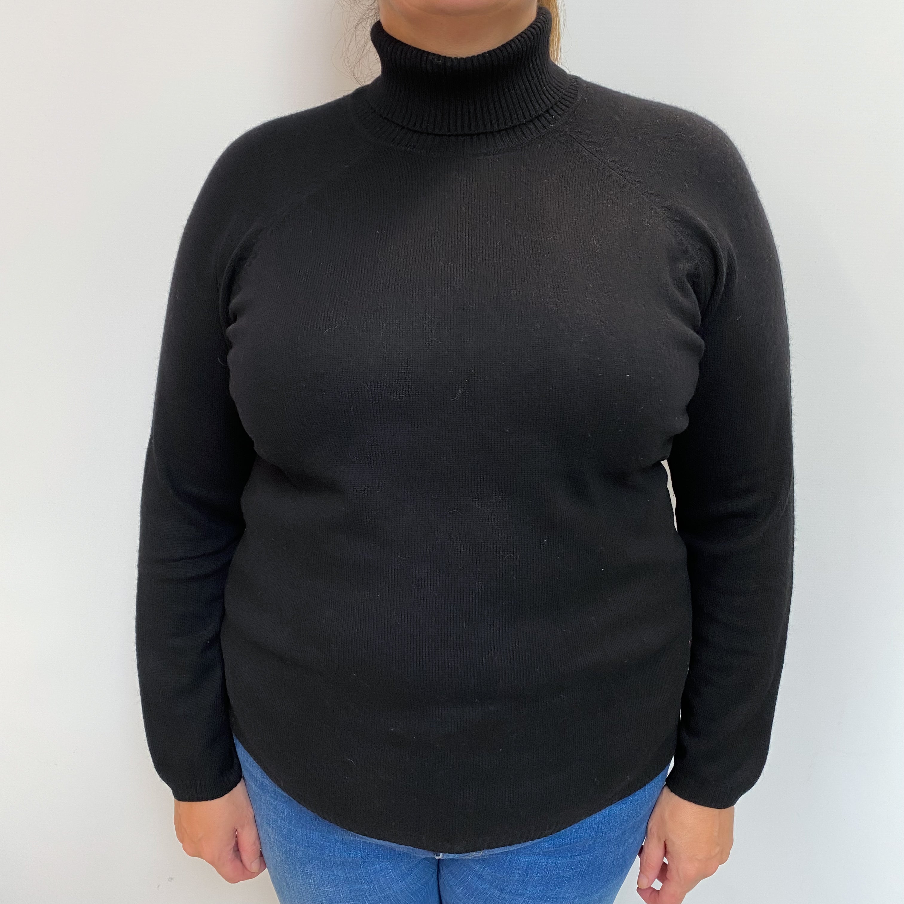 Black Cashmere Polo Neck Jumper Extra Large