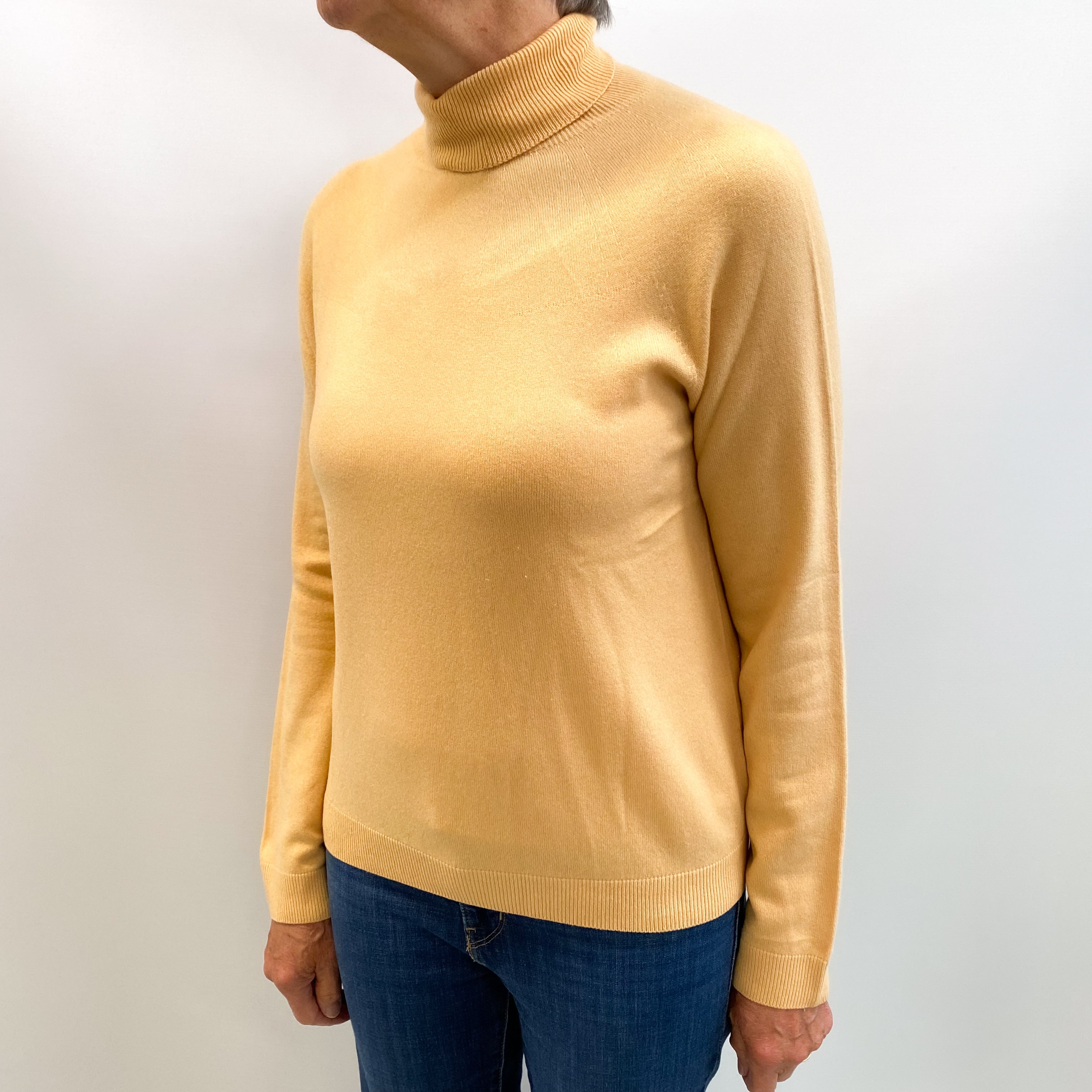 Apricot Orange Cashmere Polo Neck Jumper Medium