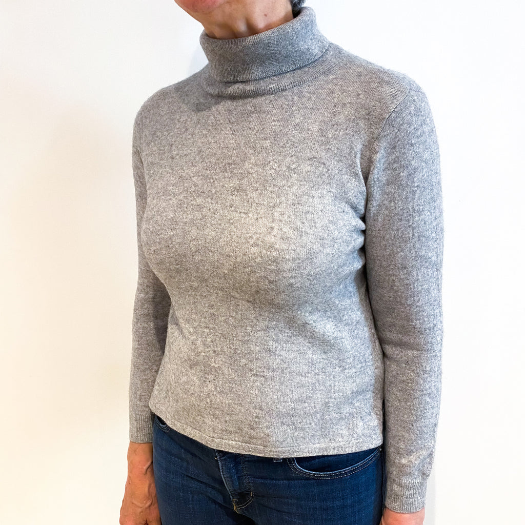 Smoke Grey Cashmere Polo Neck Jumper Medium