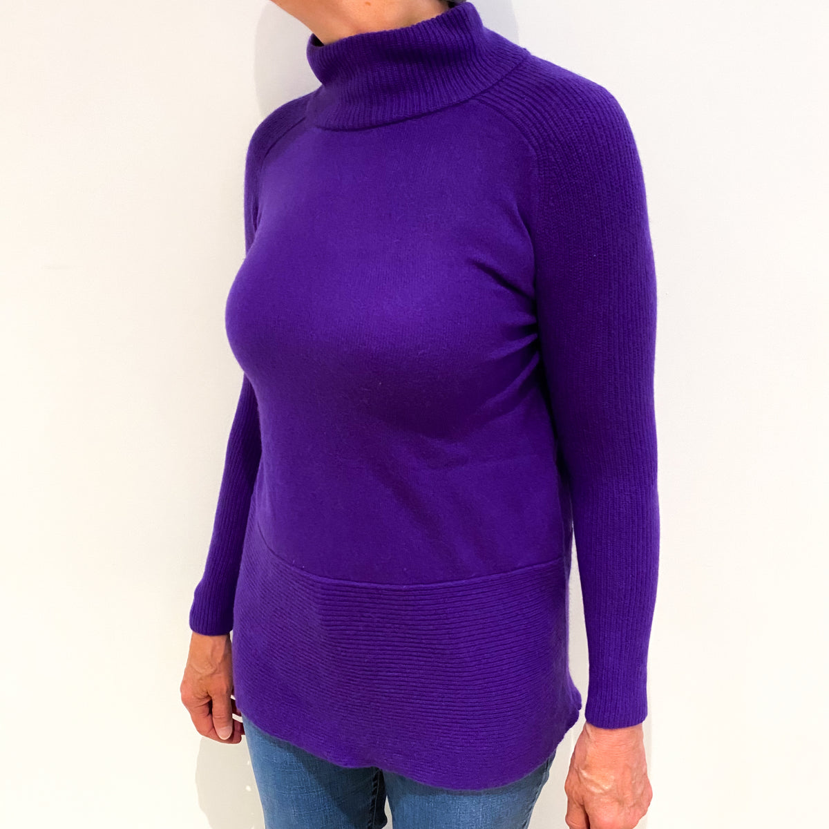 Grape Purple Cashmere Funnel Neck Jumper Medium