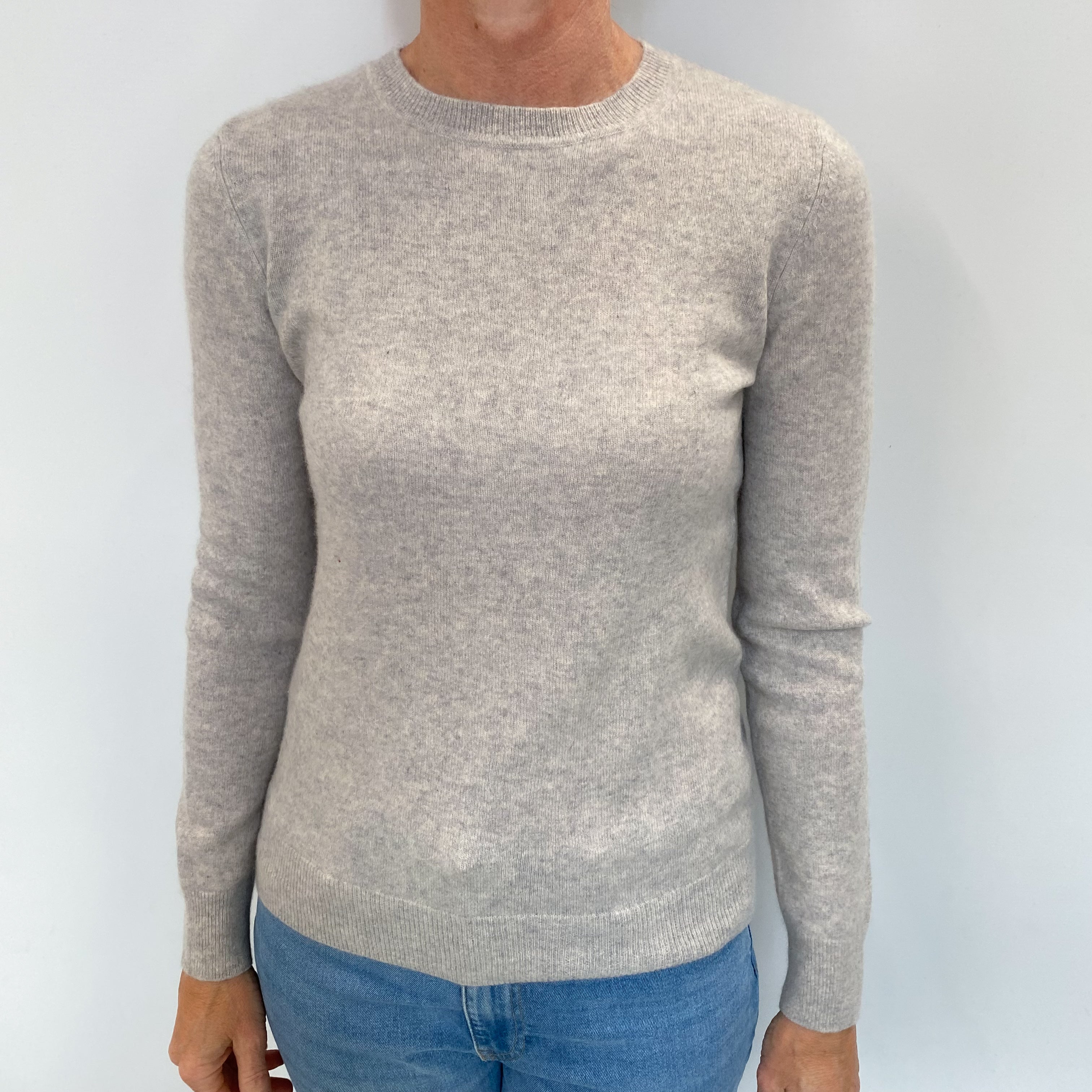 Mist Grey Cashmere Crew Neck Jumper Small